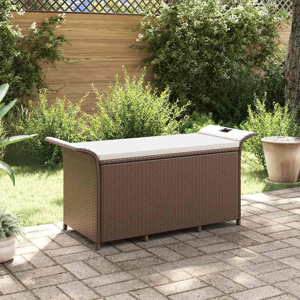 Vidaxl Patio Bench With Cushion Brown 45.7''X18.1''X22.4'' Poly Rattan
