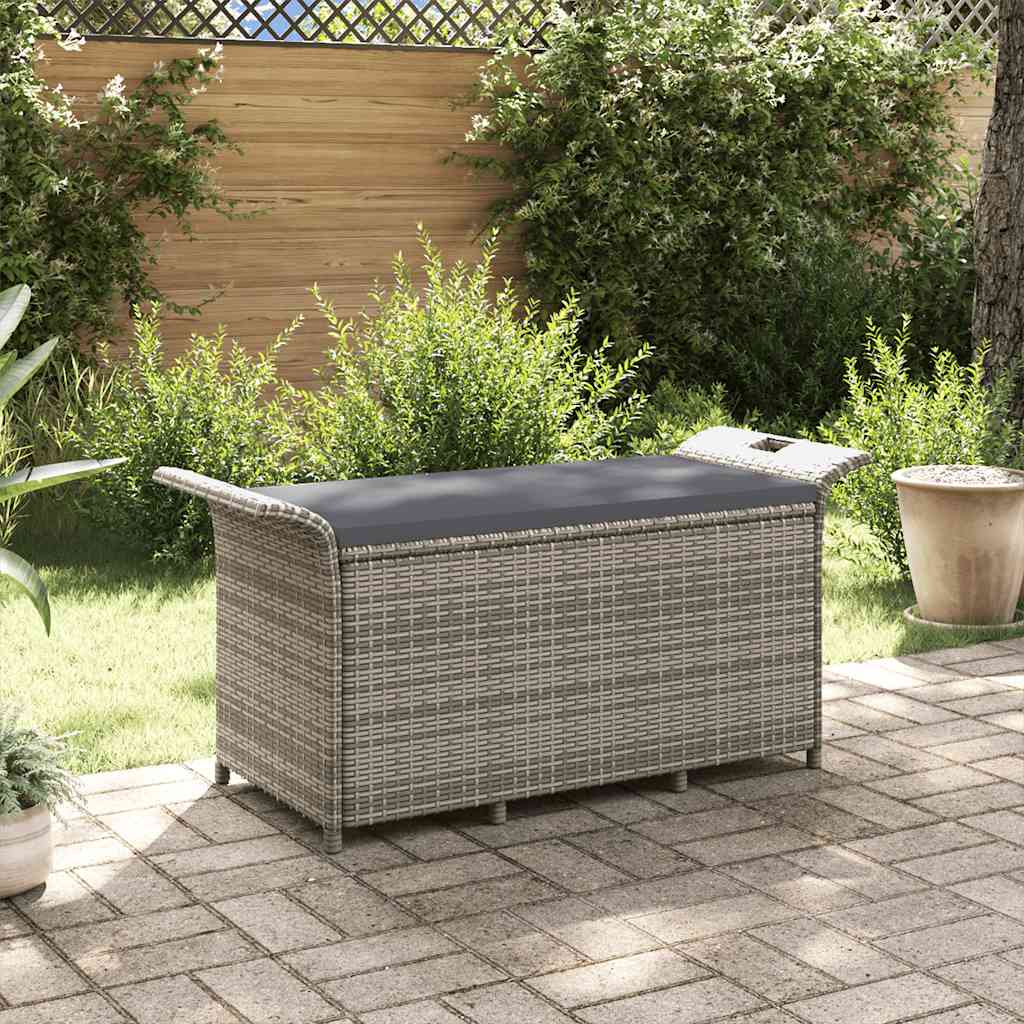 Vidaxl Patio Bench With Cushion Gray 45.7''X18.1''X22.4'' Poly Rattan