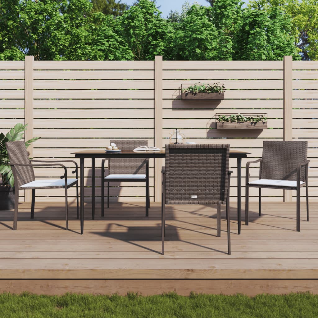 Vidaxl Patio Chairs With Cushions 4 Pcs Brown 22''X23.2''X33.1'' Poly Rattan