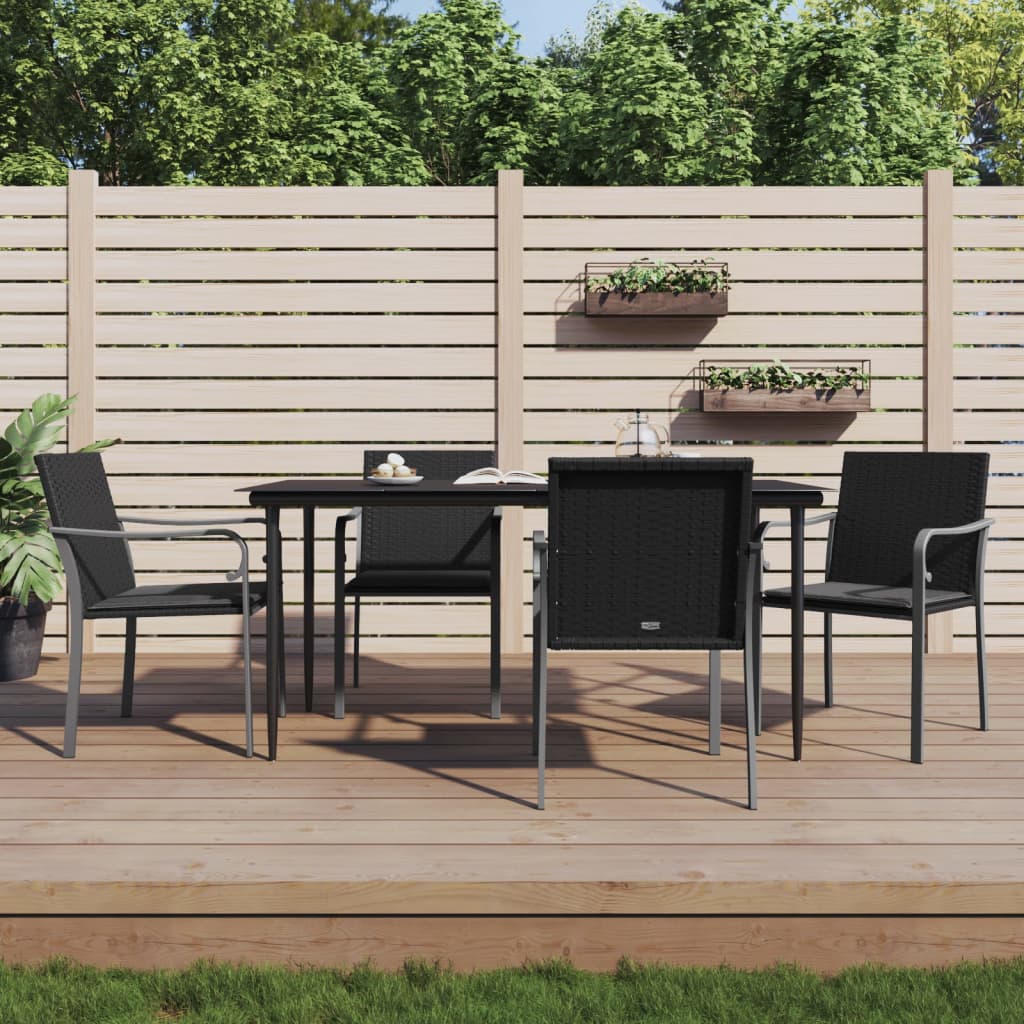 Vidaxl Patio Chairs With Cushions 4 Pcs Black 22''X23.2''X33.1'' Poly Rattan