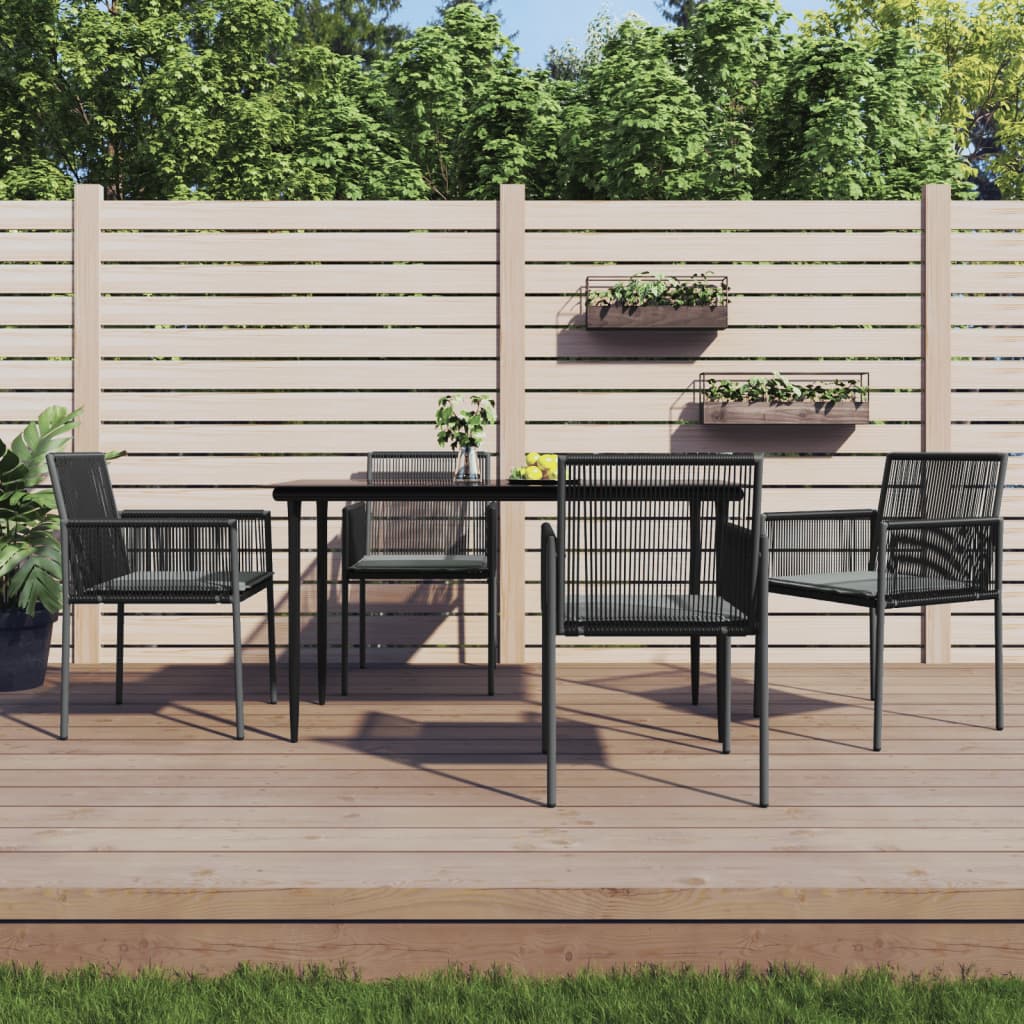 Vidaxl Patio Chairs With Cushions 4 Pcs Black 21.3''X23.8''X32.9'' Poly Rattan
