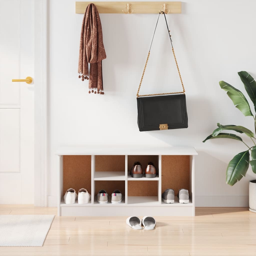 Vidaxl Shoe Bench Alta White 39.4''X13.8''X17.7'' Solid Wood Pine