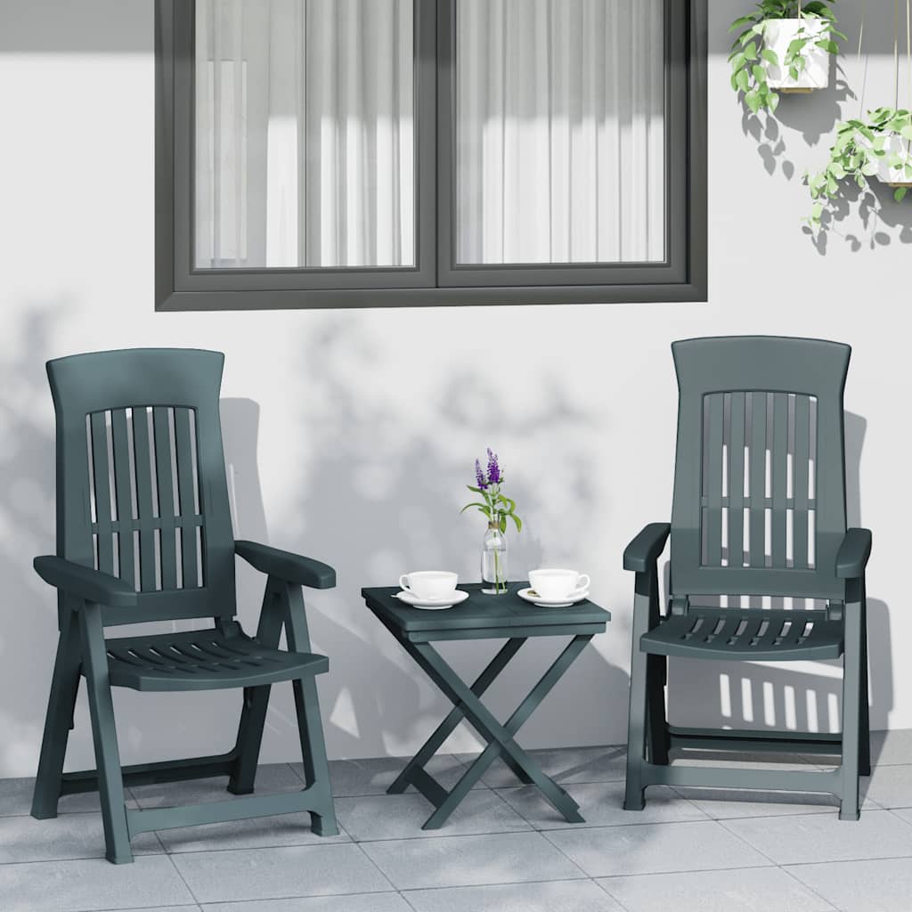 Vidaxl Patio Reclining Chairs 2 Pcs Green Pp