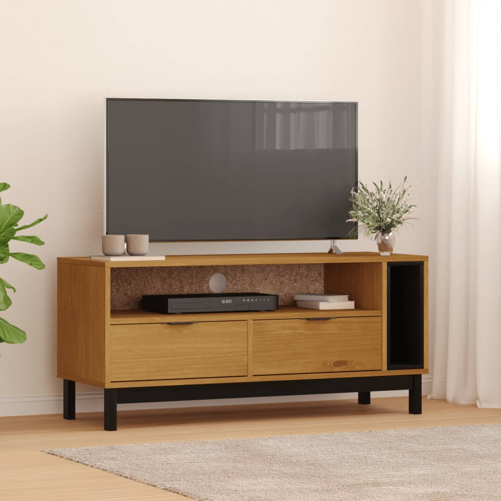 Vidaxl Tv Stand Flam 43.3''X15.7''X19.7'' Solid Wood Pine