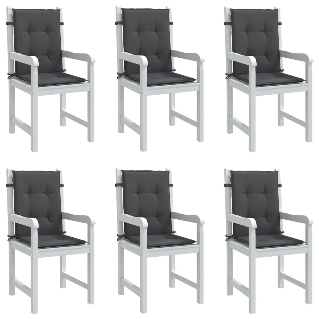 Vidaxl Lowback Chair Cushions 6 Pcs Melange Anthracite 39.4X19.7X1.6 Fabric