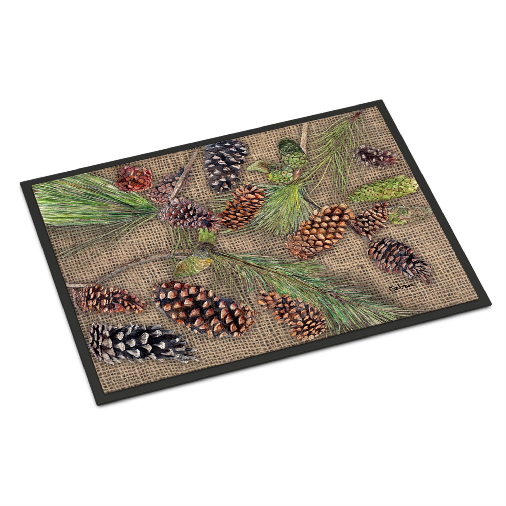 'Caroline'S Treasures Burlap And Pine Cones Indoor Or Outdoor Mat, 18'''' X 27'''', Multicolor''