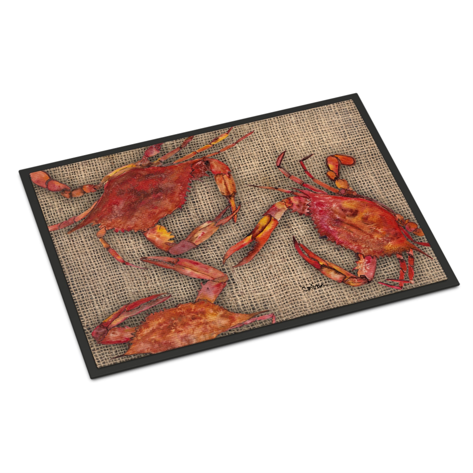 'Caroline'S Treasures Cooked Crabs On Faux Burlap Indoor Or Outdoor Mat, 24'''' X 36'''', Multicolor''