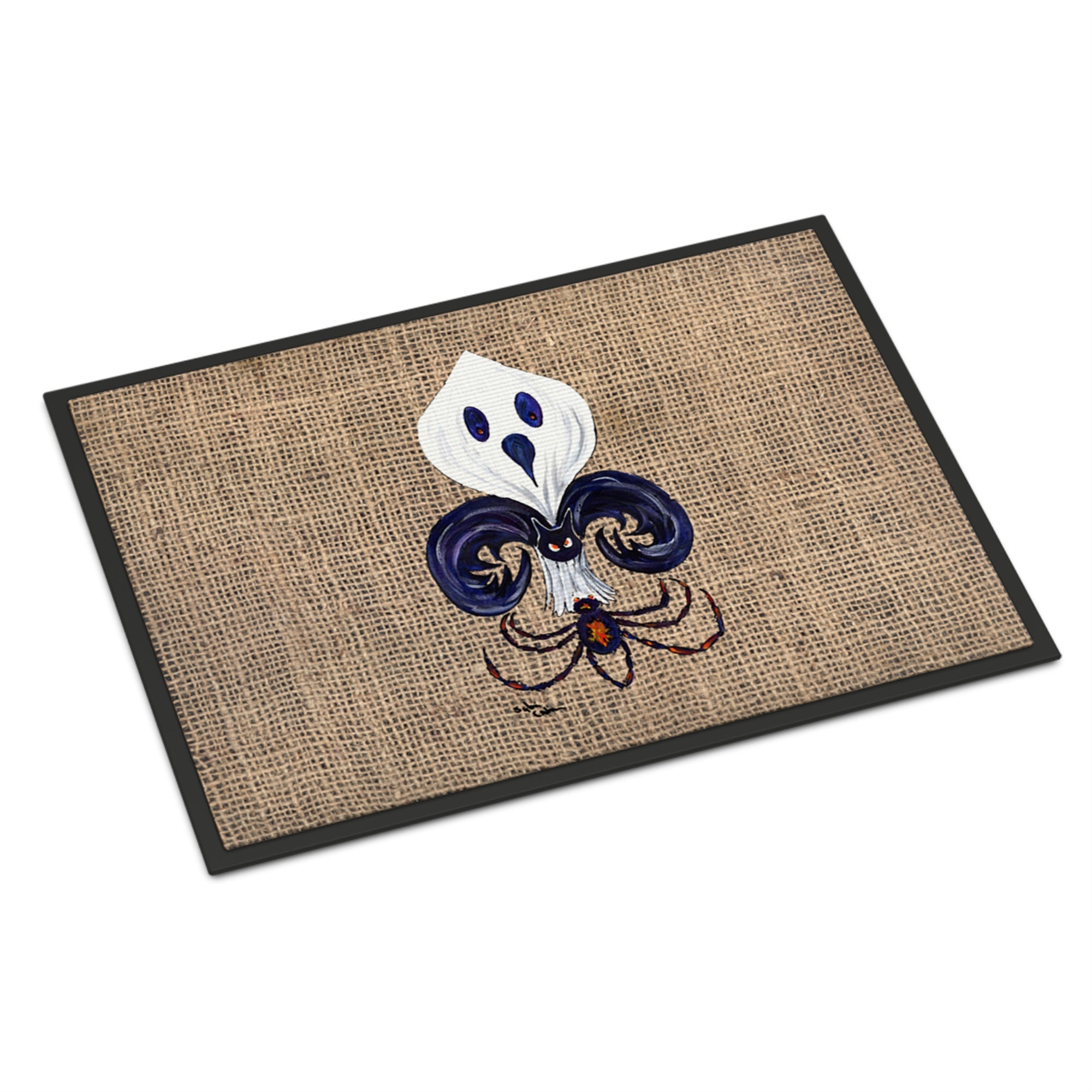 'Caroline'S Treasures Halloween Ghost Spider Bat Fleur De Lis Indoor Or Outdoor Doormat, 18'''' X 27'''', Multicolor''