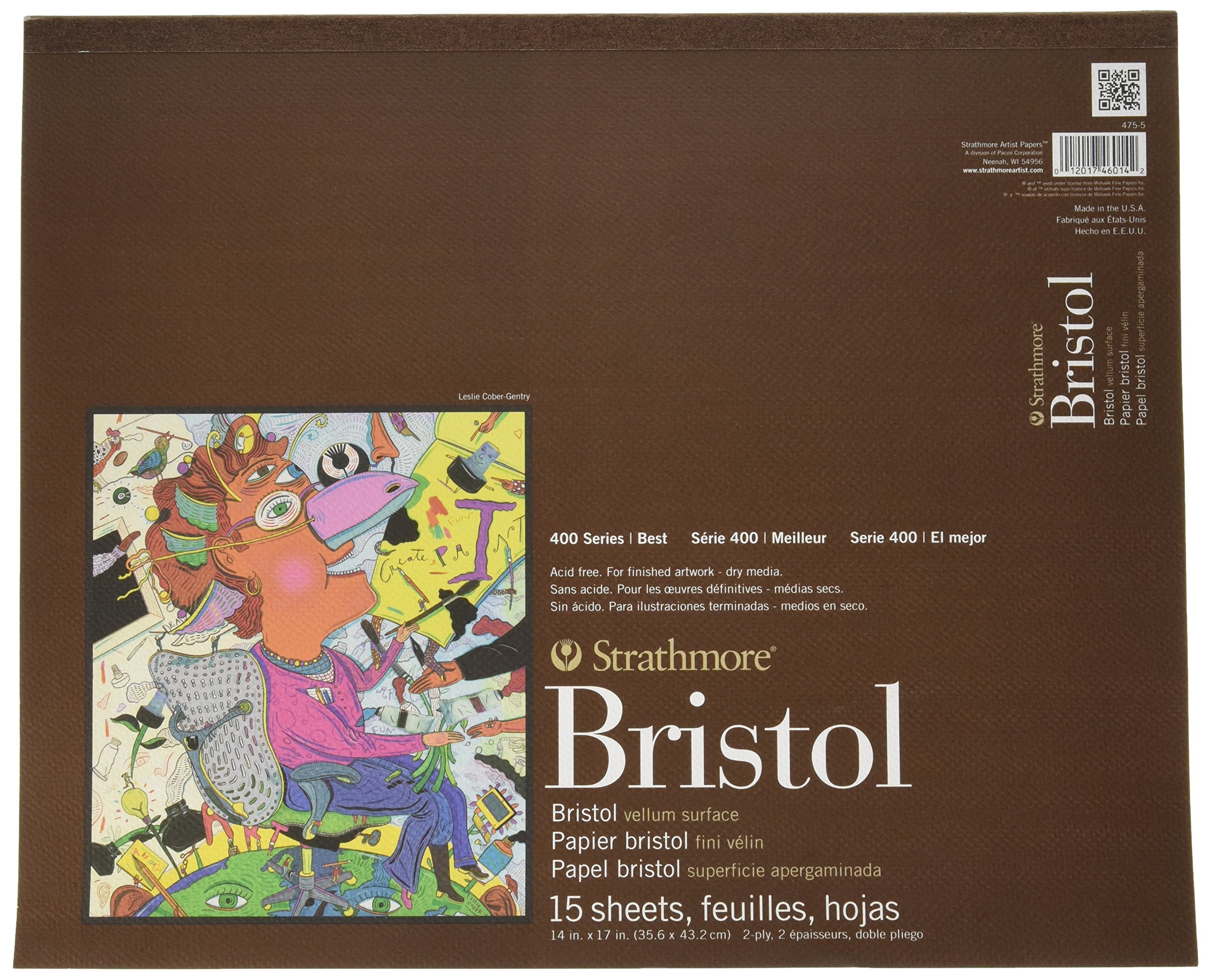 Strathmore 400 Series Bristol, 2-Ply Vellum, 14X17 Tape Bound, 15 Sheets
