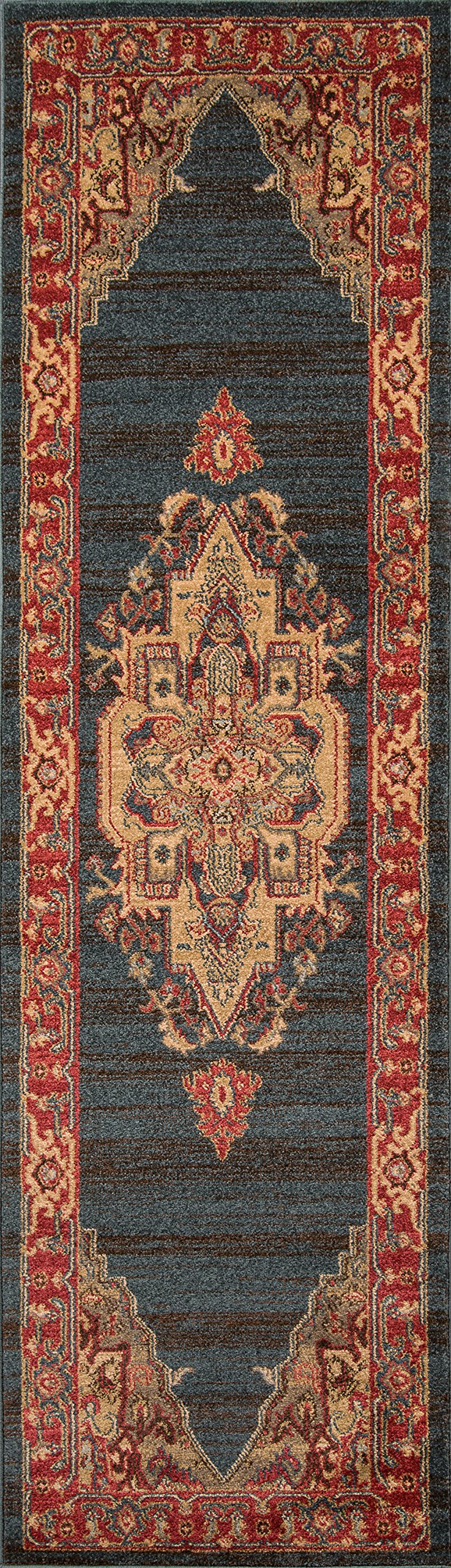Momeni Rugs Ghazni Collection, Traditional Area Rug, 23 X 76 Runner, Navy Blue
