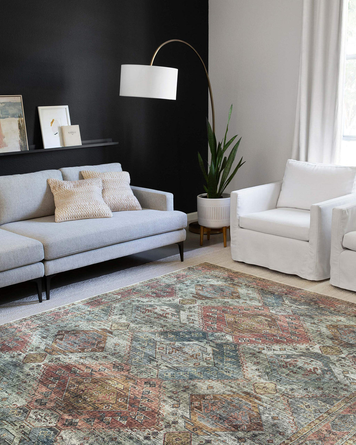 Loloi Skye Collection, Sky-06, Apricot  Mist, 7-6 X 9-6, Area Rug, Soft, Durable, Vintage Inspired, Distressed, Low Pile, Non-Sh