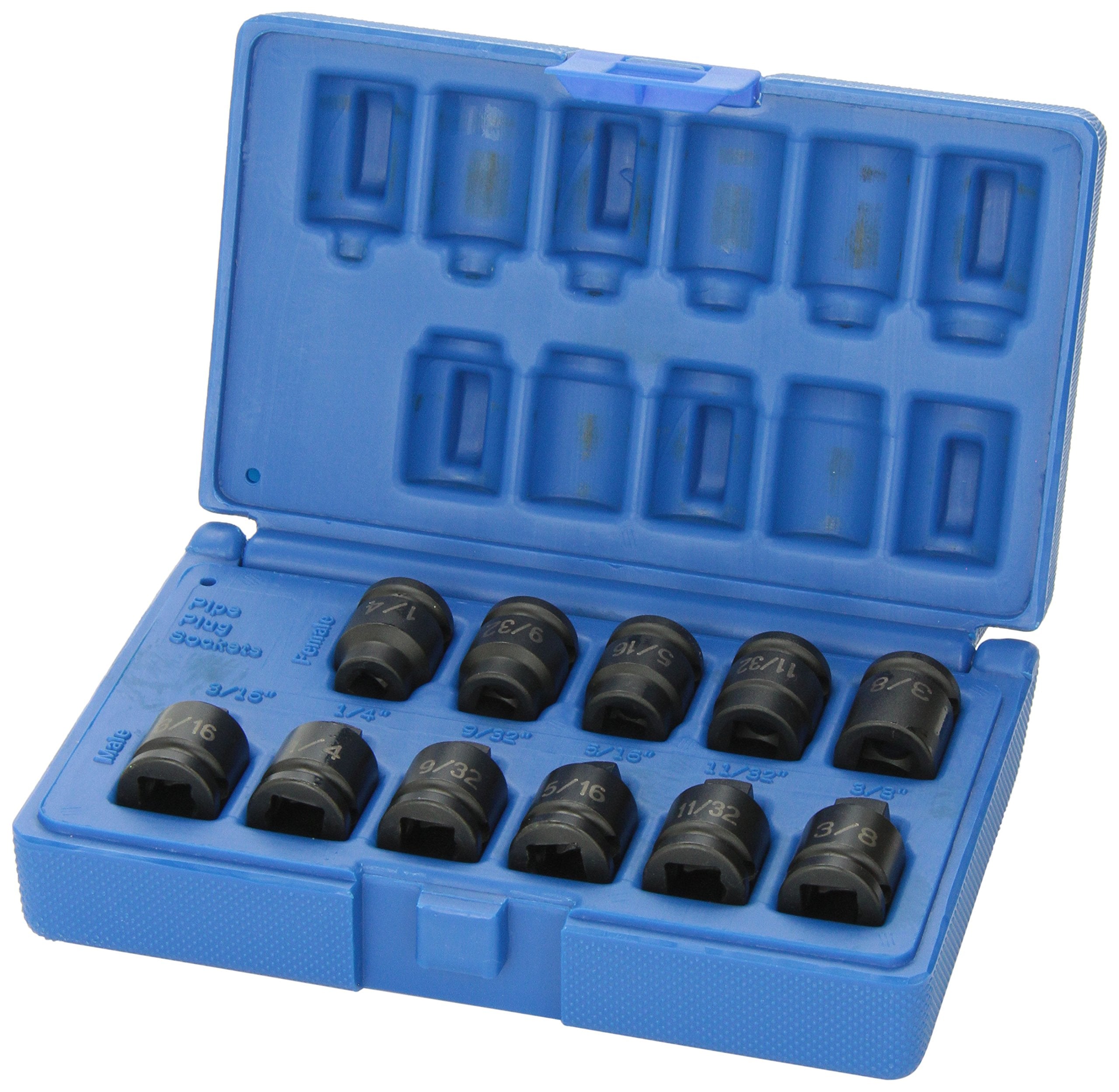 Grey Pneumatic (1211P 3/8'' Drive 11-Piece Pipe Plug Socket Set