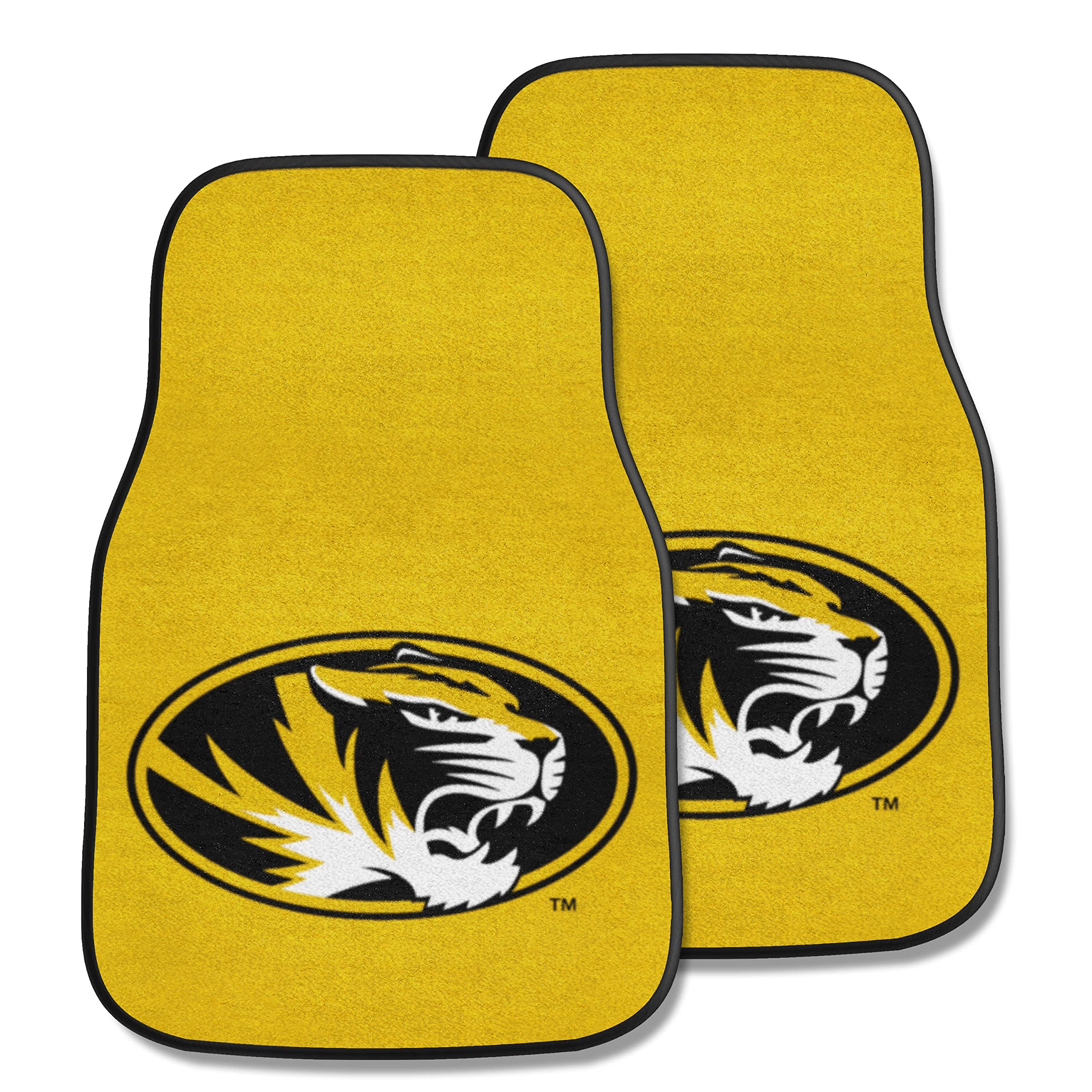 Fanmats 5463 Missouri Tigers Front 2-Piece Team Logo Carpet Car Mat Set Front Row Automotive Floor Mats Non-Slip Backing Team Co