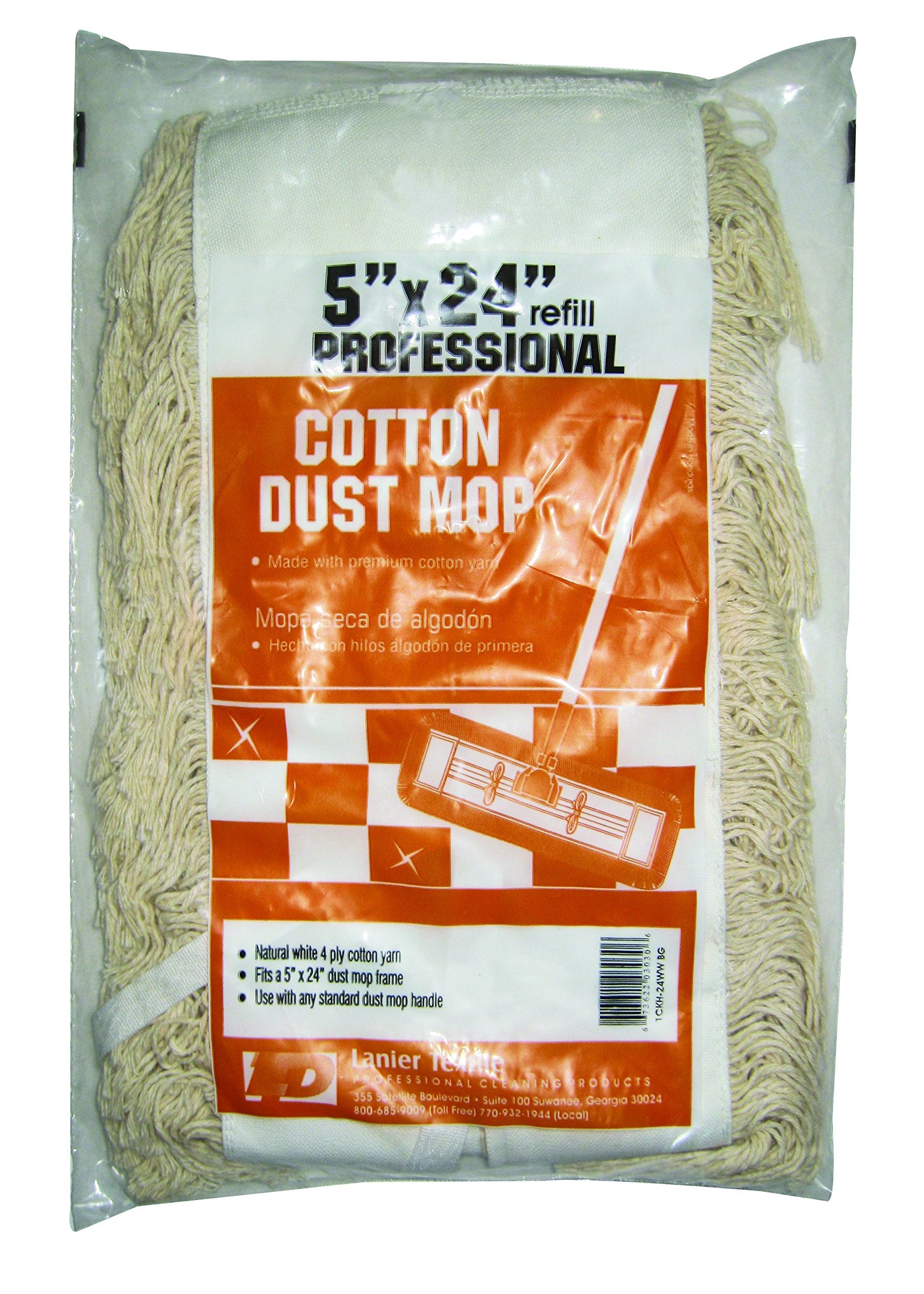 Lanier Dust Mop Head Refill Cotton Yarn 5 '' X 24 '' Bagged