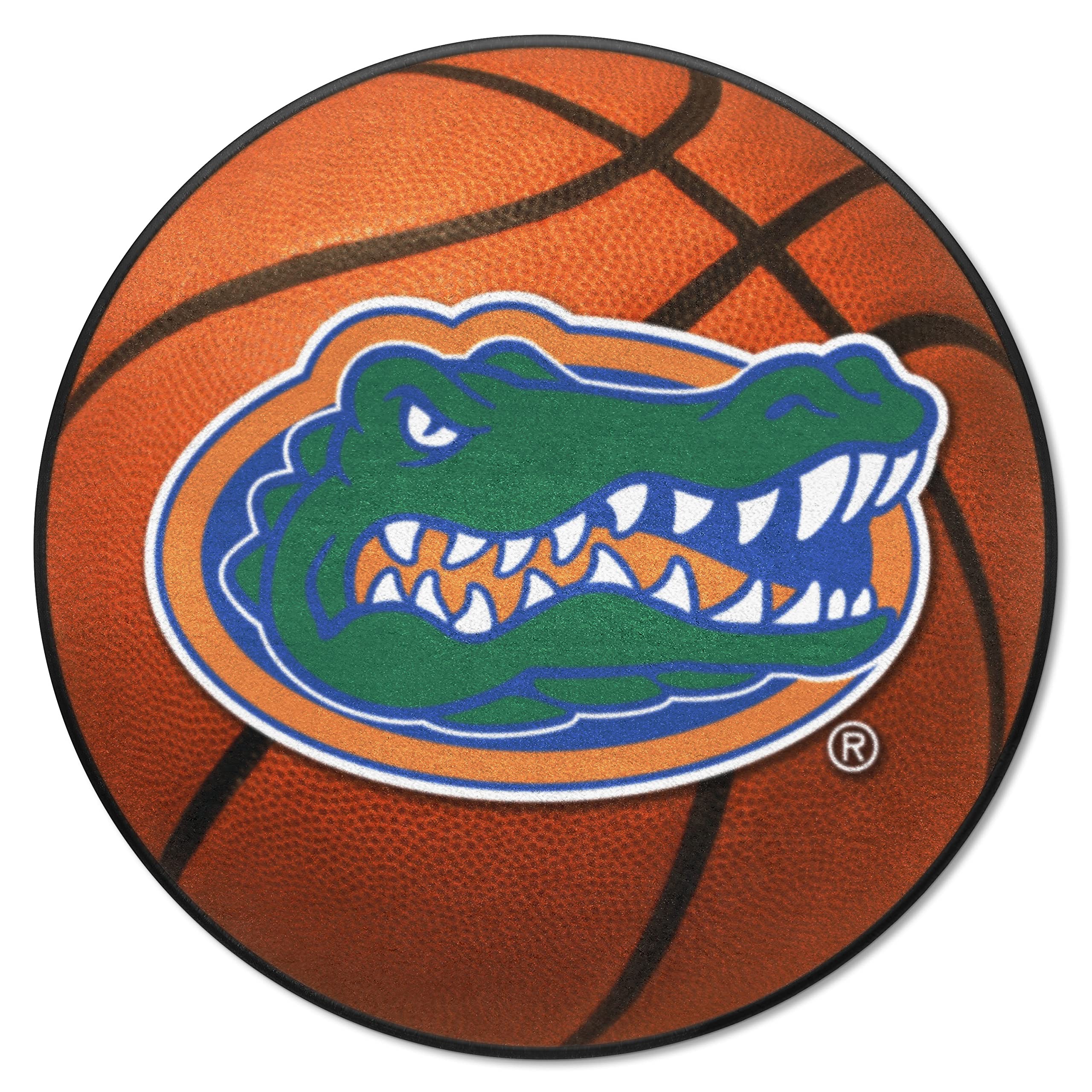 Fanmats 4156 Florida Gators Basketball Shaped Rug - 27In. Diameter Basketball Design Sports Fan Accent Rug - Gator Head Primary 
