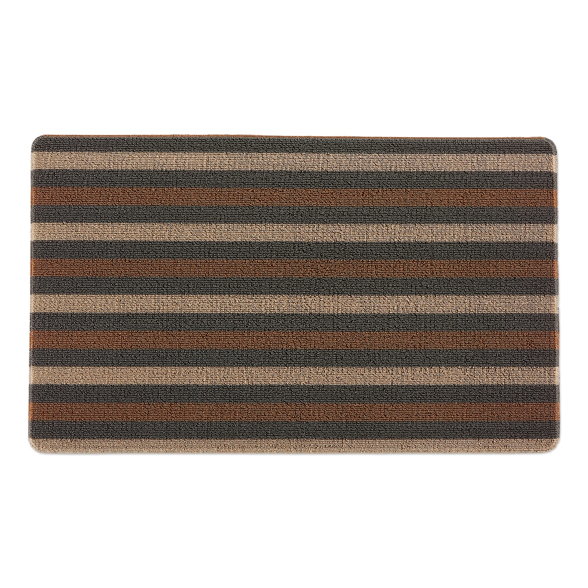 Dii Tufted Mat Collection Indoor/Outdoor, Pvc Foam Cushion Backing, 17.75X29.5, Brown Bangal Stripe