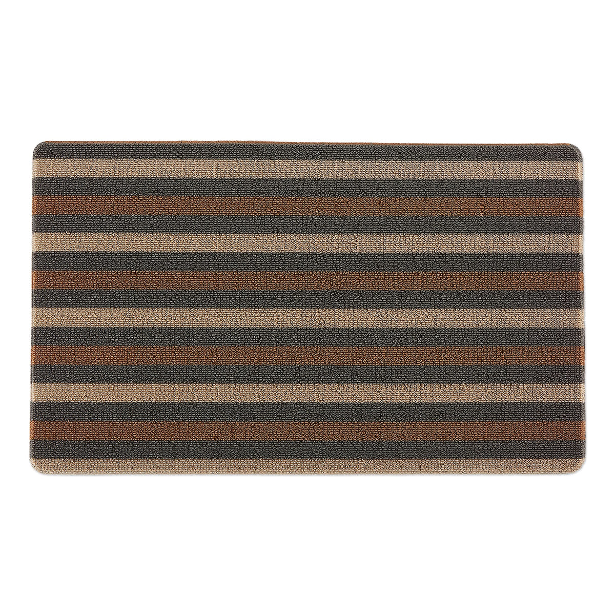 Dii Tufted Mat Collection Indoor/Outdoor, Pvc Foam Cushion Backing, 17.75X29.5, Brown Bangal Stripe
