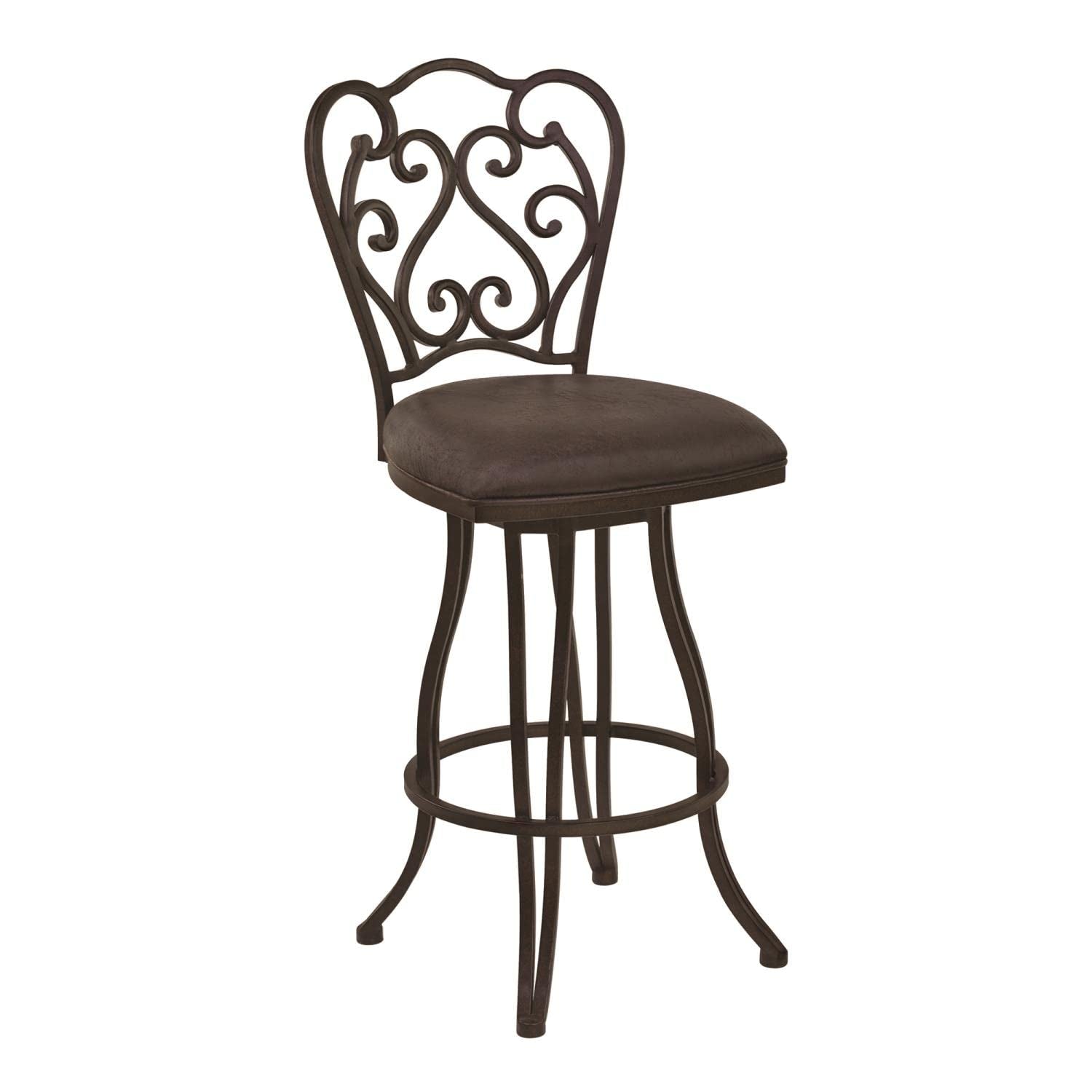 Armen Living Celeste 30'' Bar Height Swivel Barstool In Bandero Espresso Fabric And Auburn Bay Finish