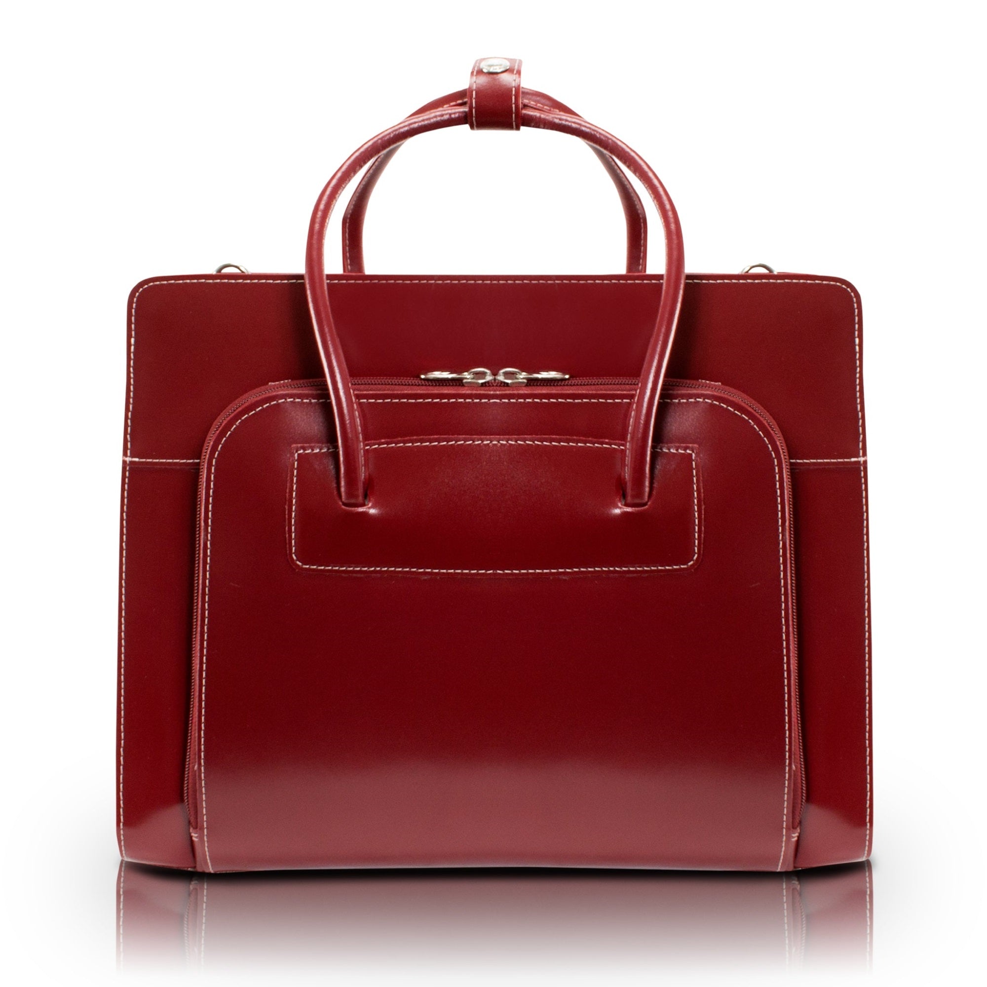 W Series | Lake Forest | 15'' Leather Laptop Briefcase - Red