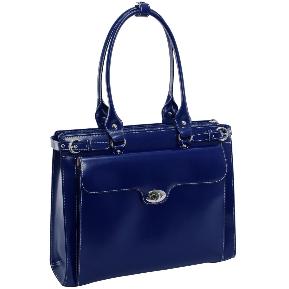 W Series | Winnetka | 15'' Leather Laptop Briefcase - Navy