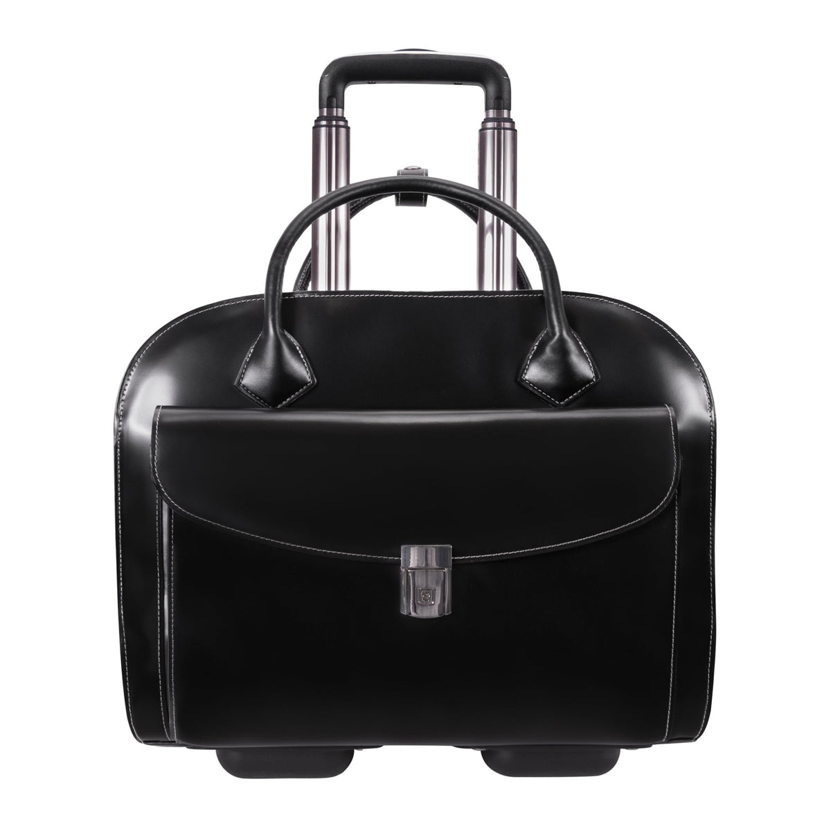 L Series | Granville | 15'' Leather  Wheeled Ladies' Laptop Briefcase - Black
