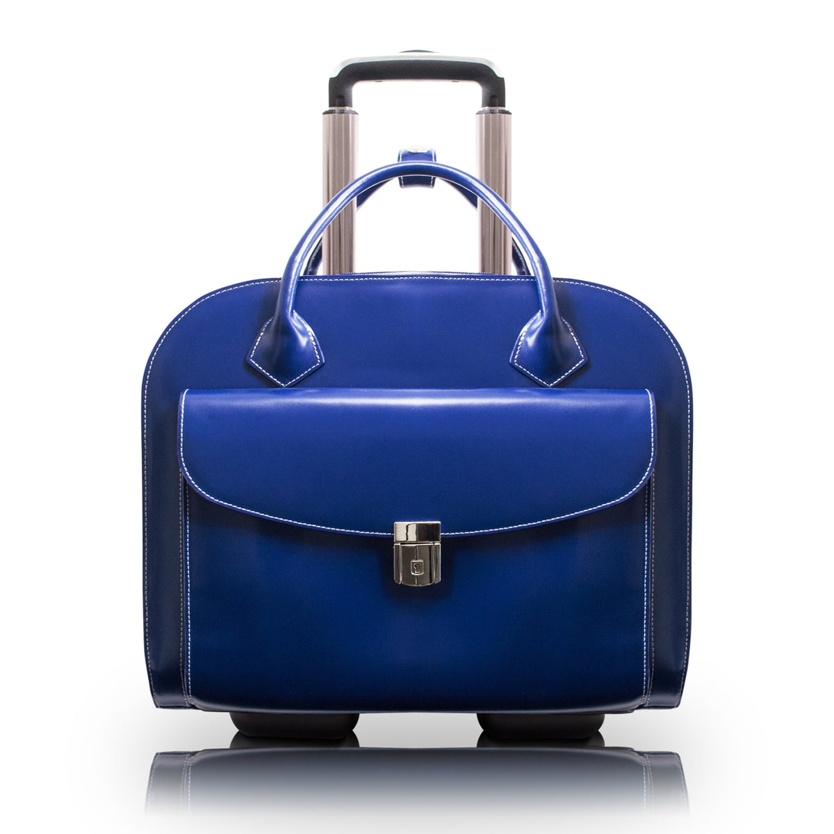 L Series | Granville | 15'' Leather  Wheeled Ladies' Laptop Briefcase - Navy