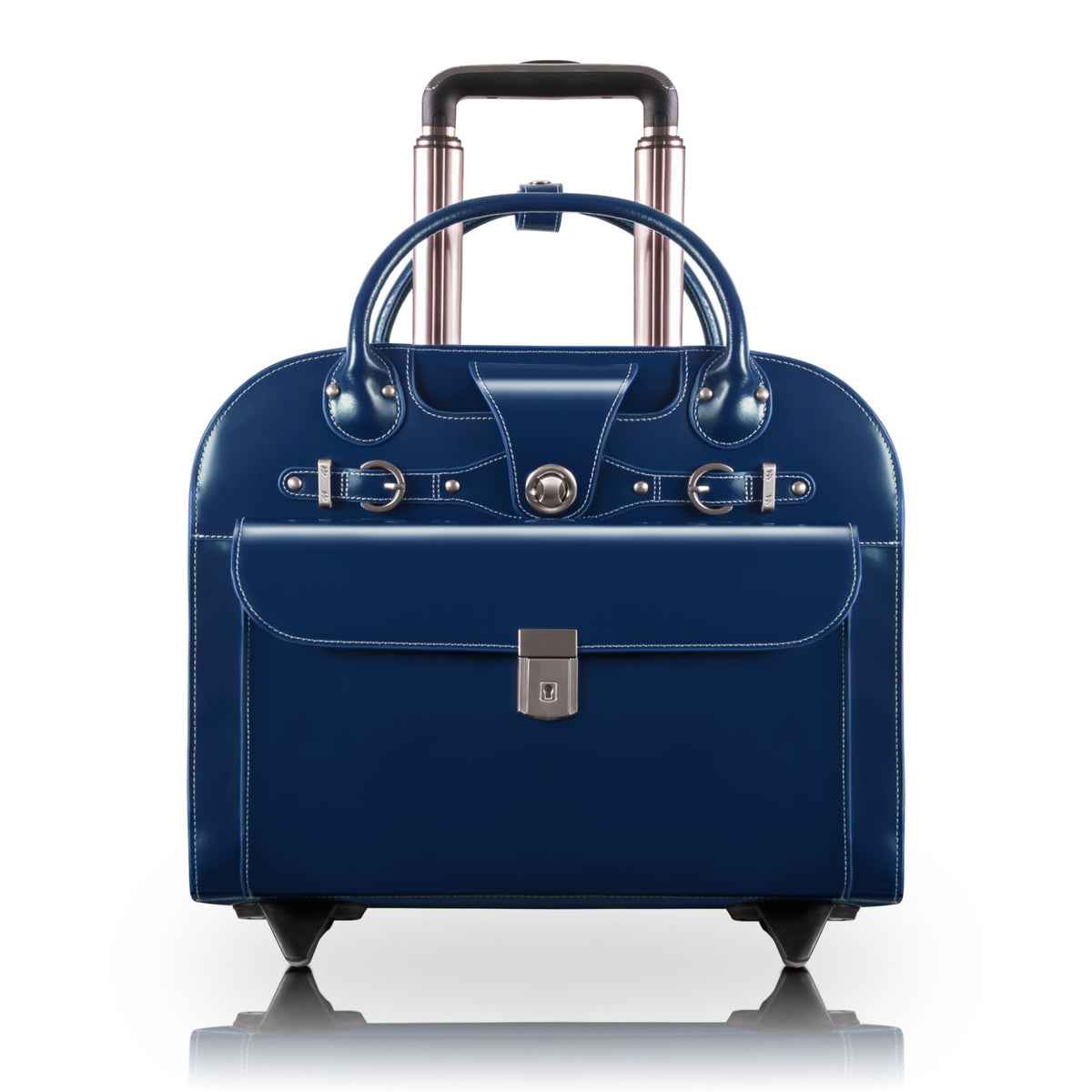 L Series | Edgebrook | 15'' Leather  Wheeled Ladies' Laptop Briefcase - Navy