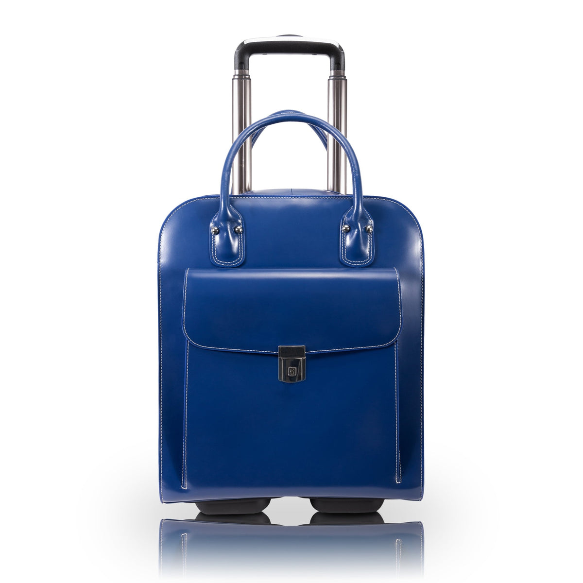 L Series | Uptown | 15'' Leather Vertical Wheeled Ladies' Laptop Briefcase - Navy