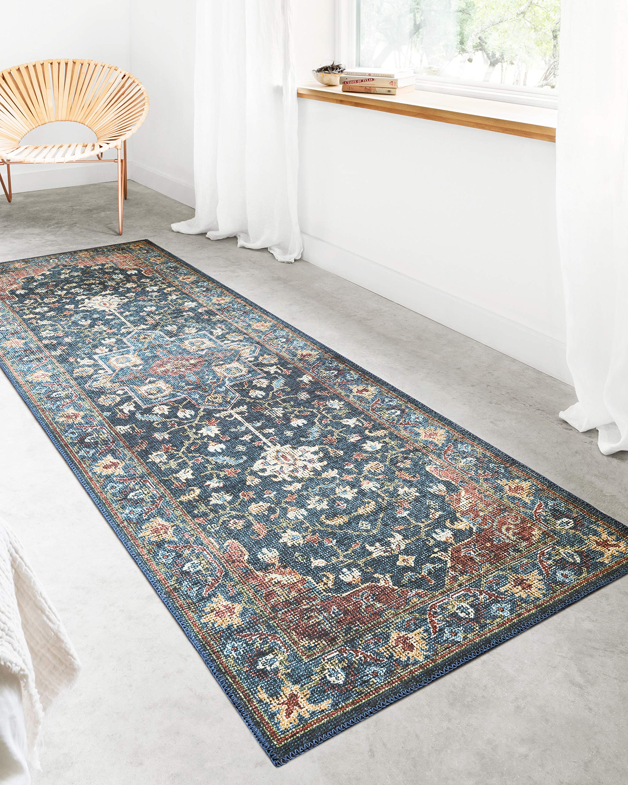Loloi Ii Skye Collection Sky-08 Denim  Brick, Traditional 7-6 X 9-6 Area Rug