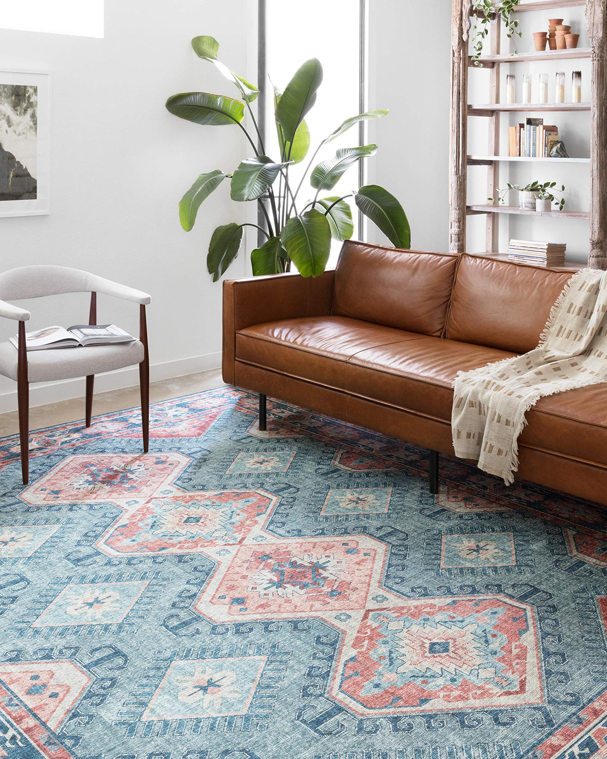 Loloi Ii Skye Collection Sky-03 Turquoise / Terracotta, Traditional 7'-6'' X 9'-6'' Area Rug