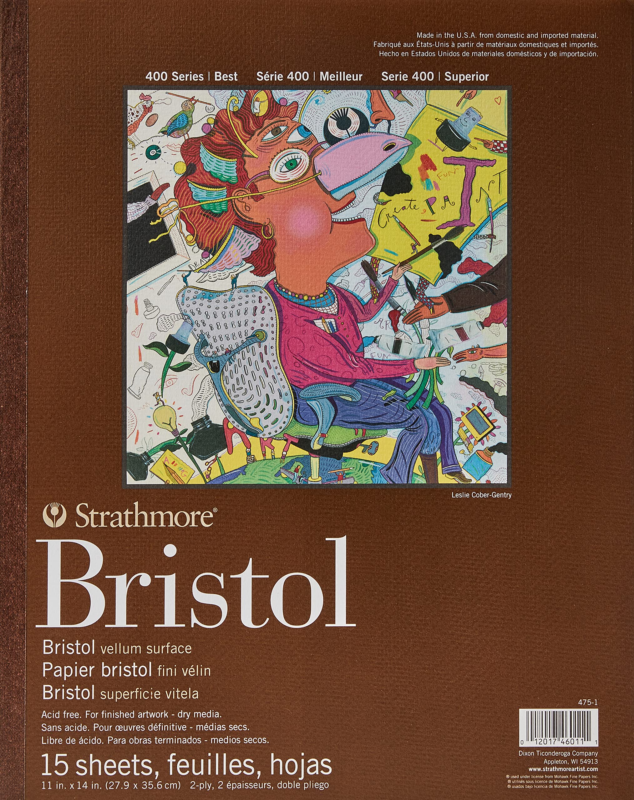 Strathmore 400 Series Bristol, 2-Ply Vellum, 11X14 Tape Bound, 15 Sheets