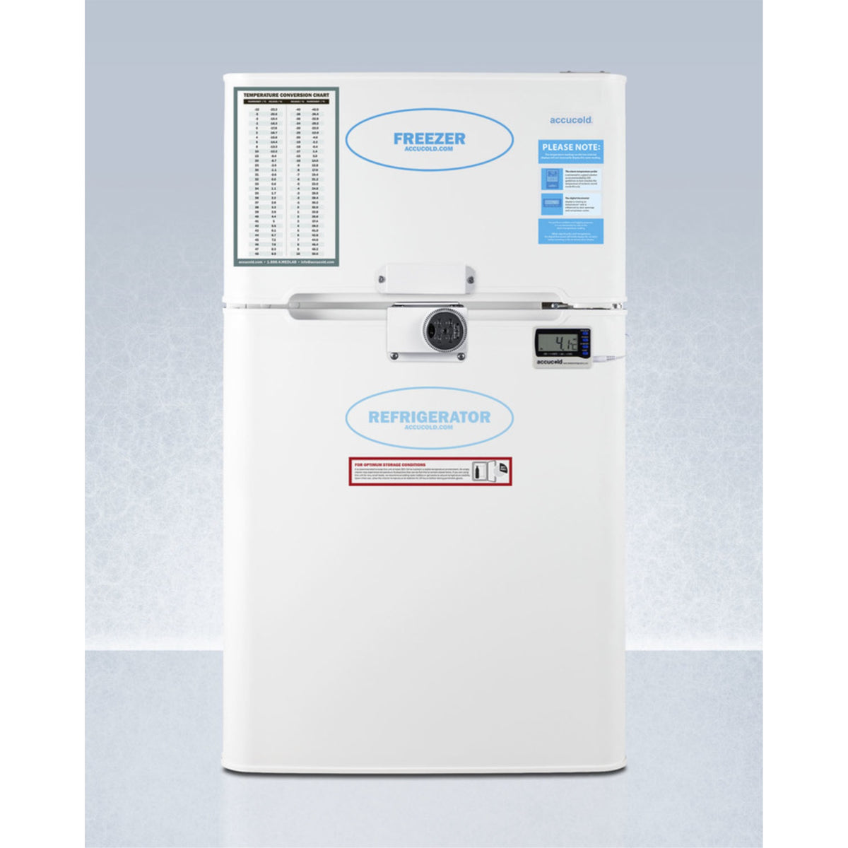 General Purpose Refrigerator-Freezer With Front Lock, Digital Controls, Internal Fan, Nist Calibrated Alarm/Thermometer, And 2-8