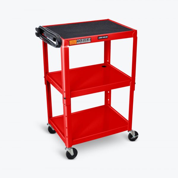 Luxor Red 42'' Adj Height Cart W/ Cabinet