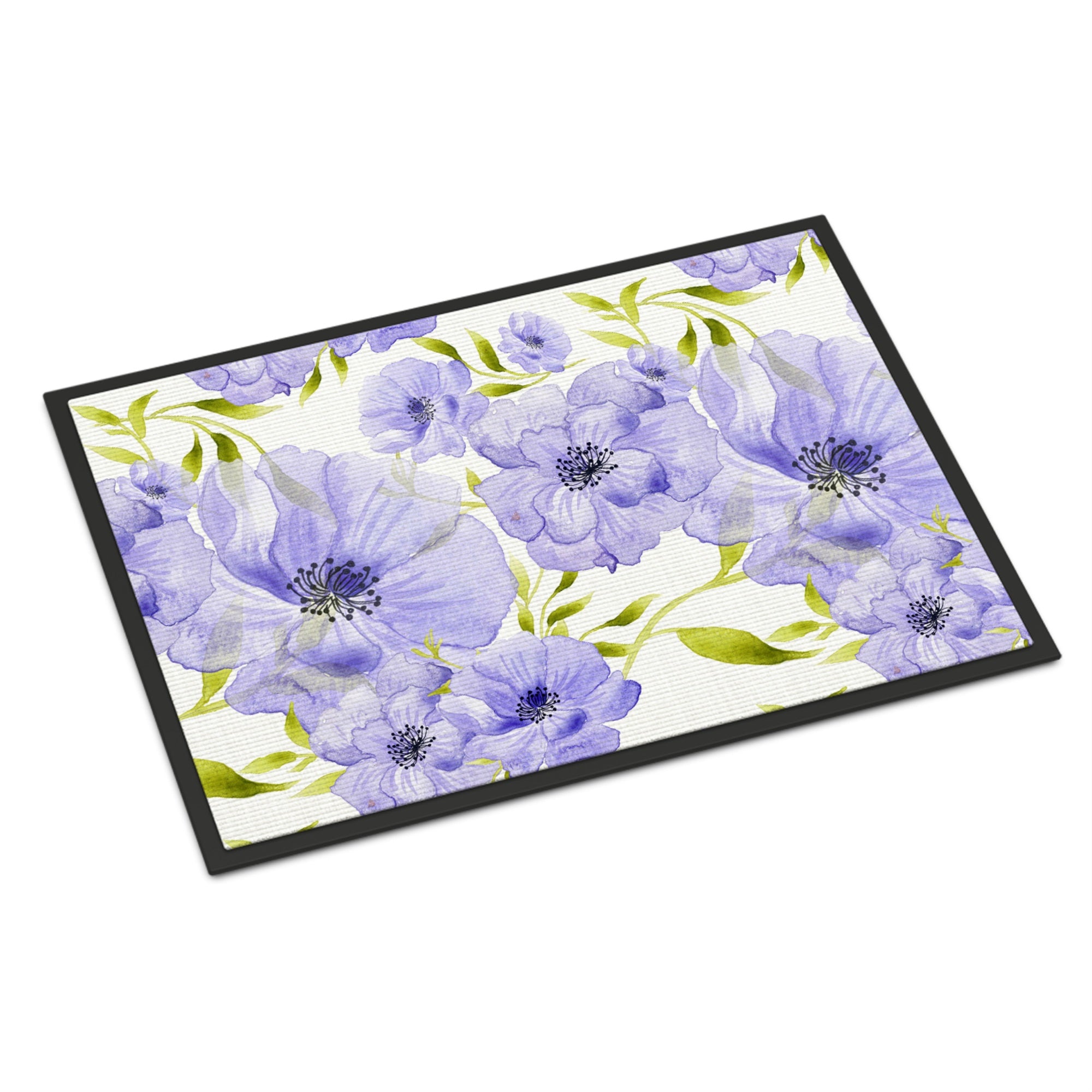 'Caroline'S Treasures Watercolor Blue Flowers Indoor Or Outdoor Doormat, 18'''' H X 27'''' W, Multicolor''
