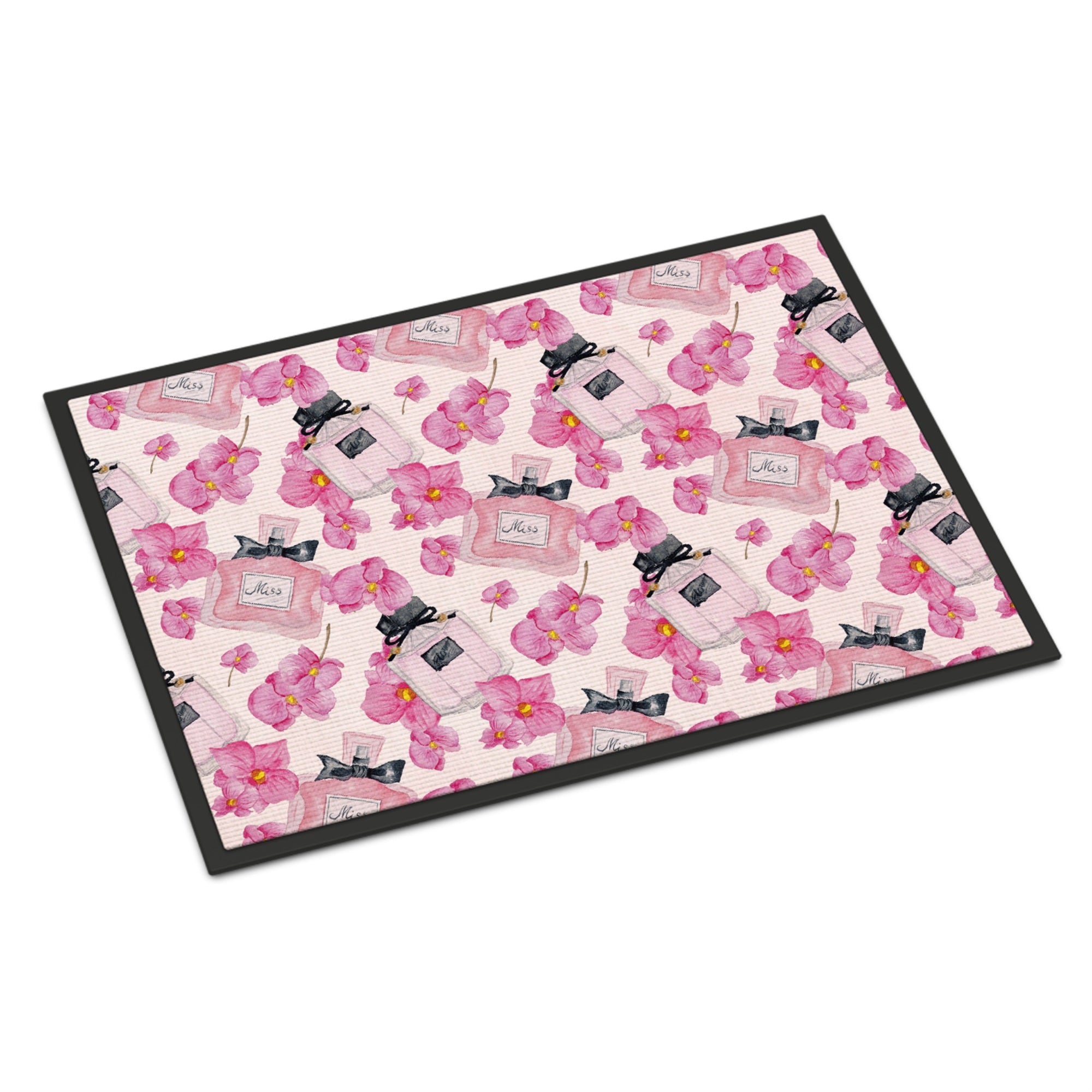 'Caroline'S Treasures Watercolor Pink Flowers And Perfume Indoor Or Outdoor Doormat, 18'''' H X 27'''' W, Multicolor''