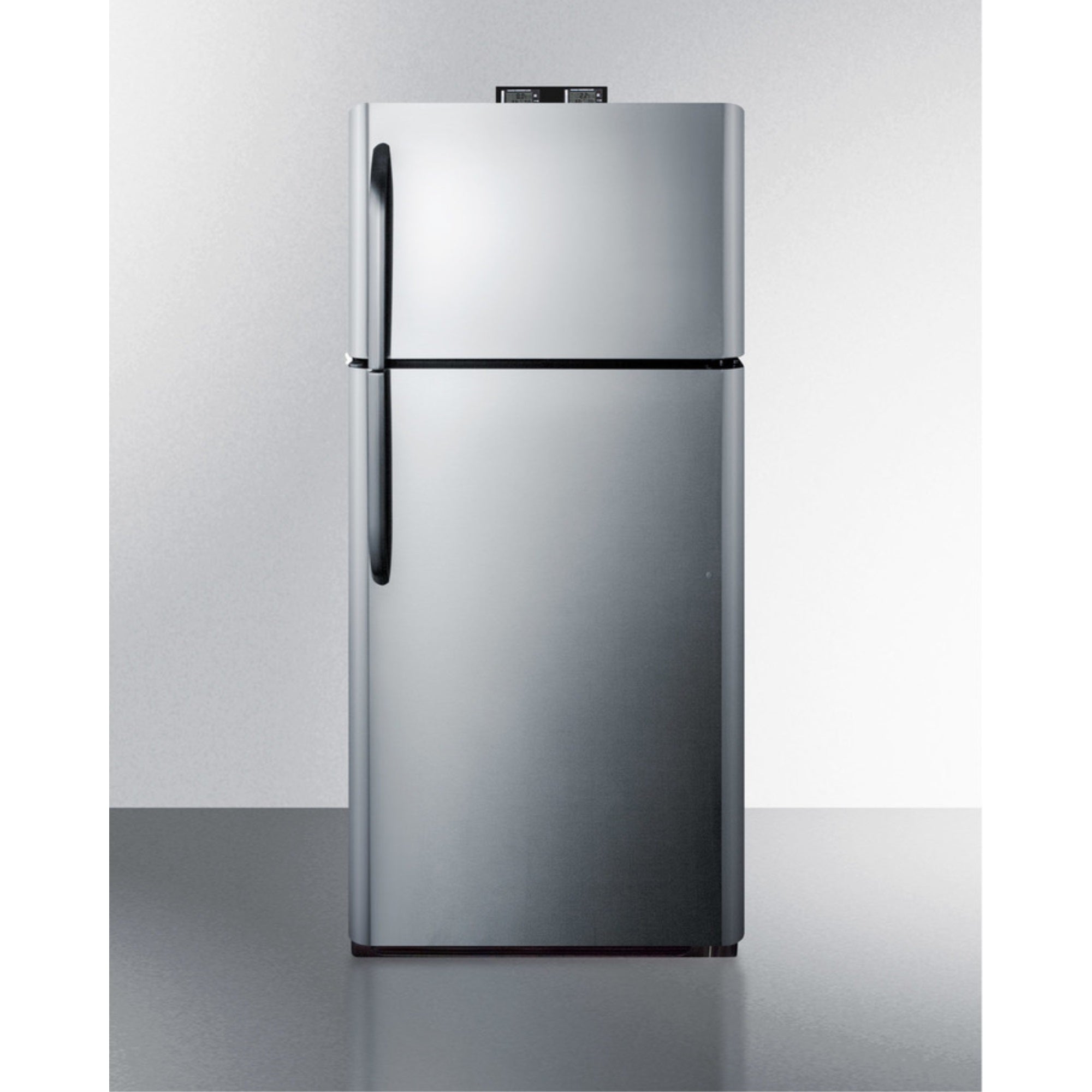 18 Cu.Ft. Break Room Refrigerator-Freezer With Stainless Look Doors And Nist Calibrated Alarm/Thermometers