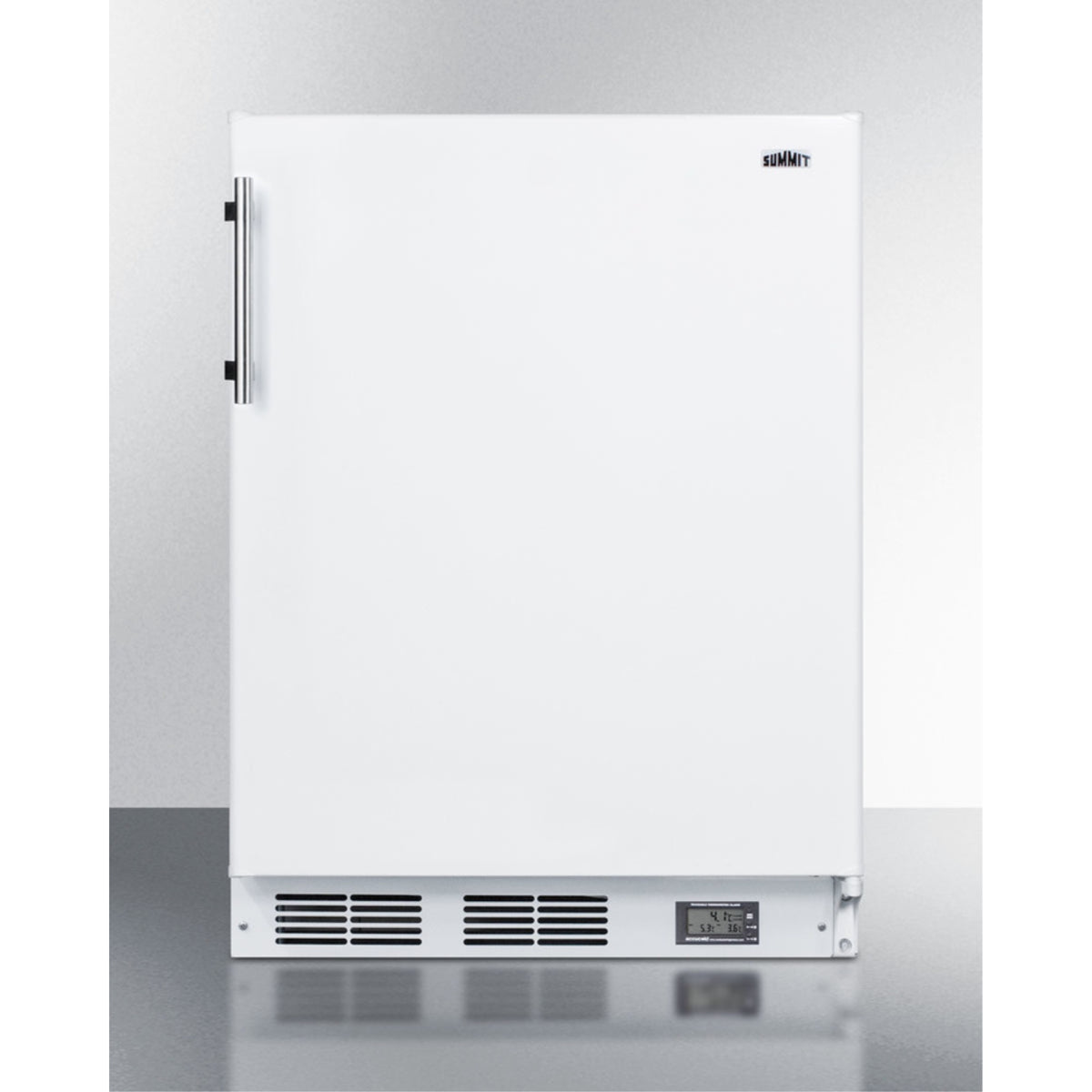 Counter Height Break Room Refrigerator-Freezer In White With Nist Calibrated Thermometer And Alarm