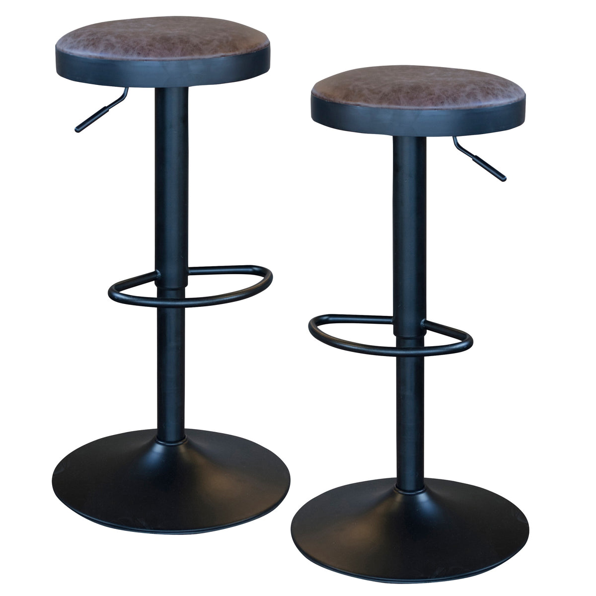 Amerihome Bsbnlset Classic Brown Faux Leather Bar Stool Set