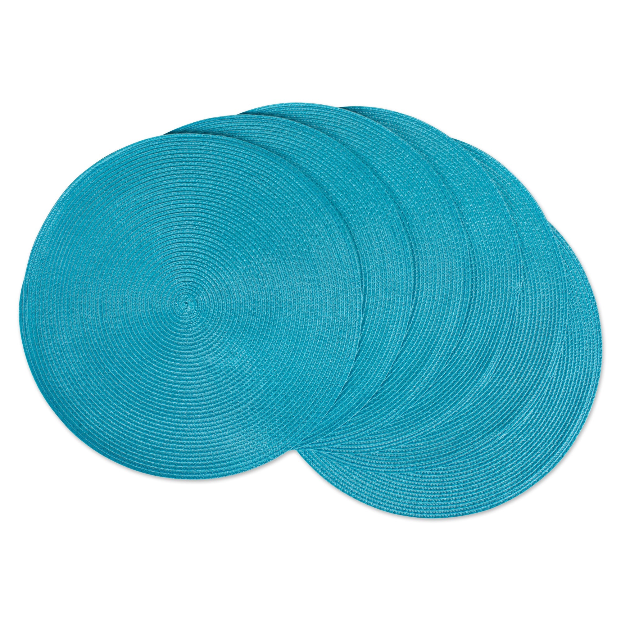Placemat Round Pp Woven Aqua Set Of 6