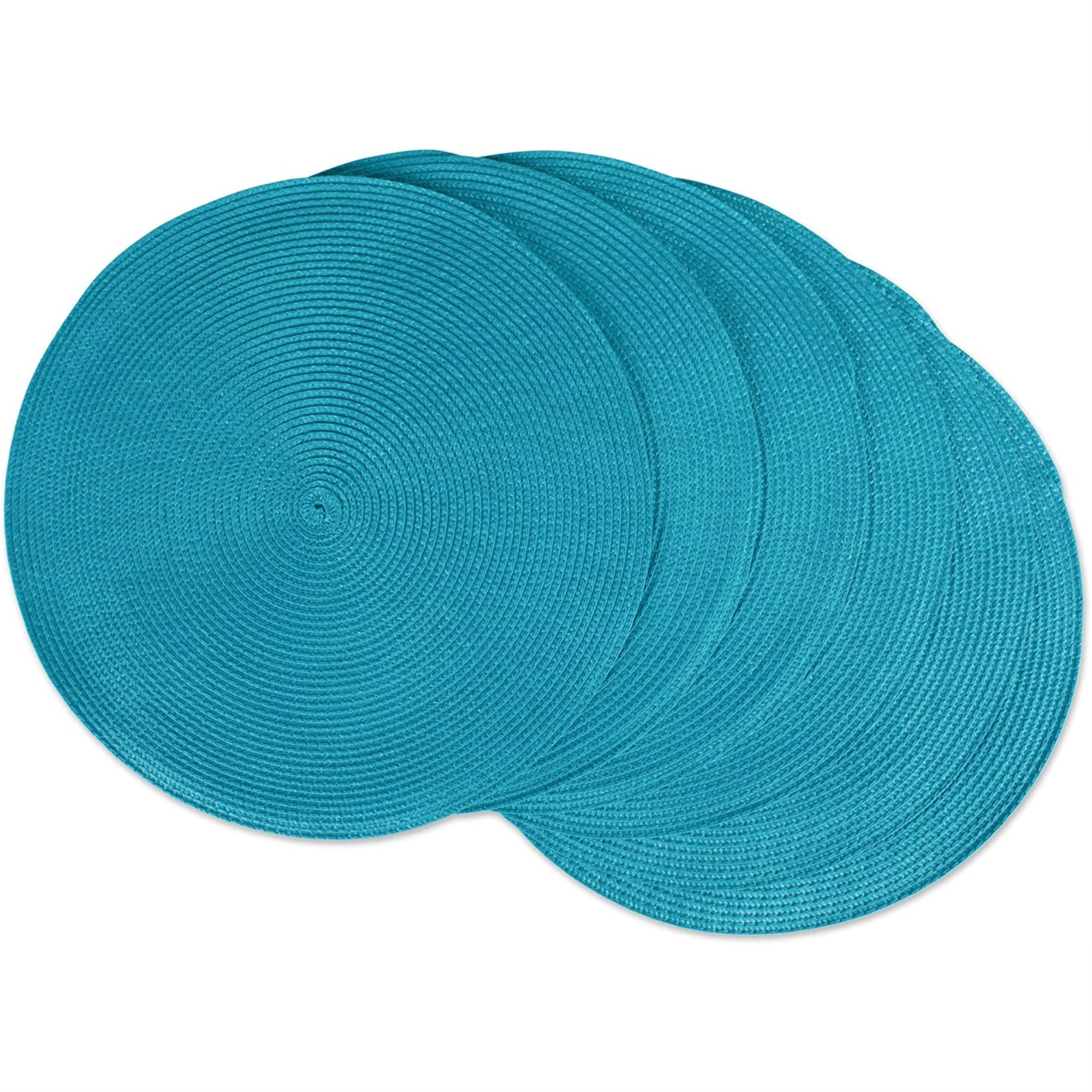 Placemat Round Pp Woven Baja Blue Set Of 6