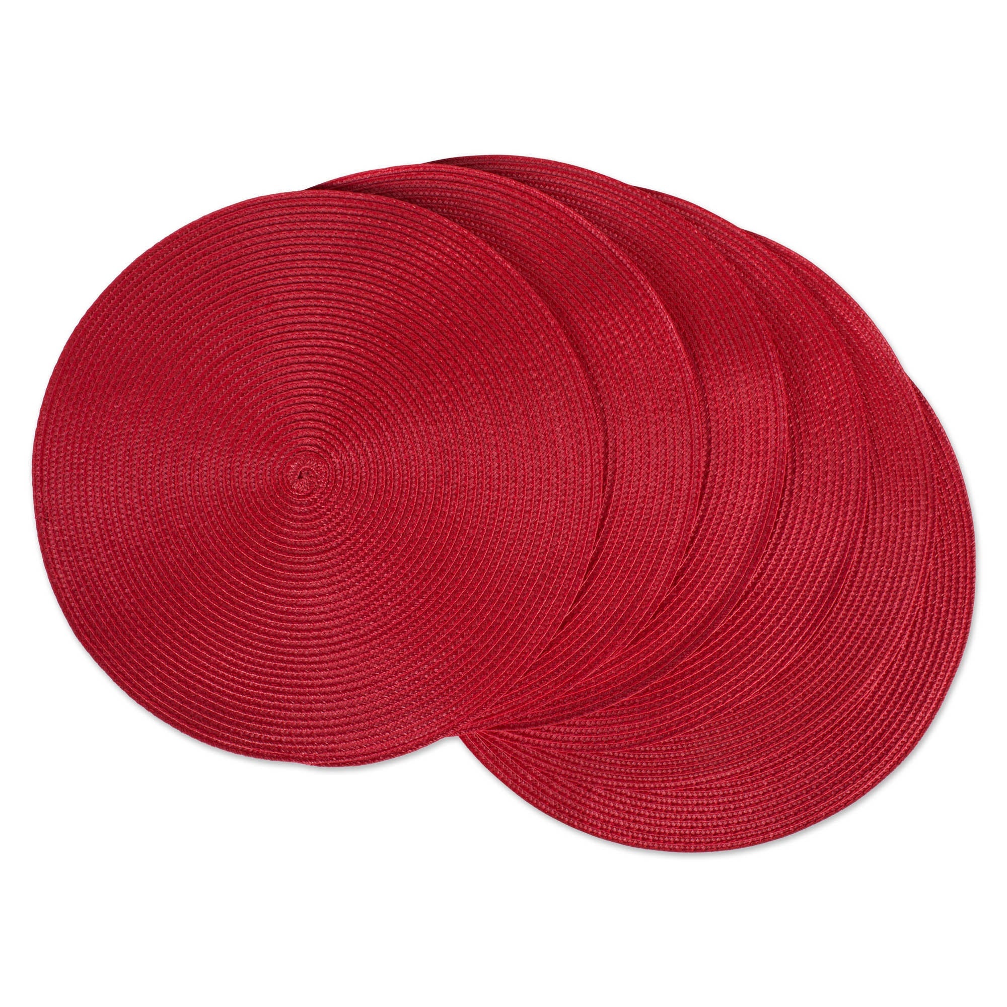 Placemat Round Woven Red Set Of 6