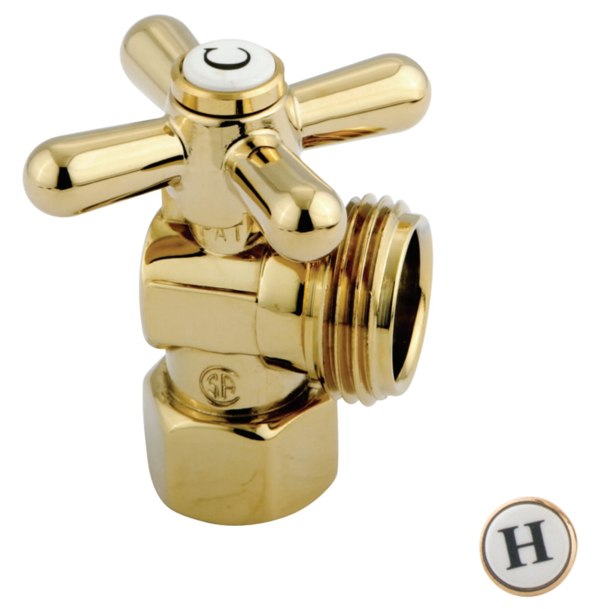 Kingston Brass Cc13002X 1/2'' Ips, 3/4'' Hose Thread Angle Shut-Off Valve, Polished Brass
