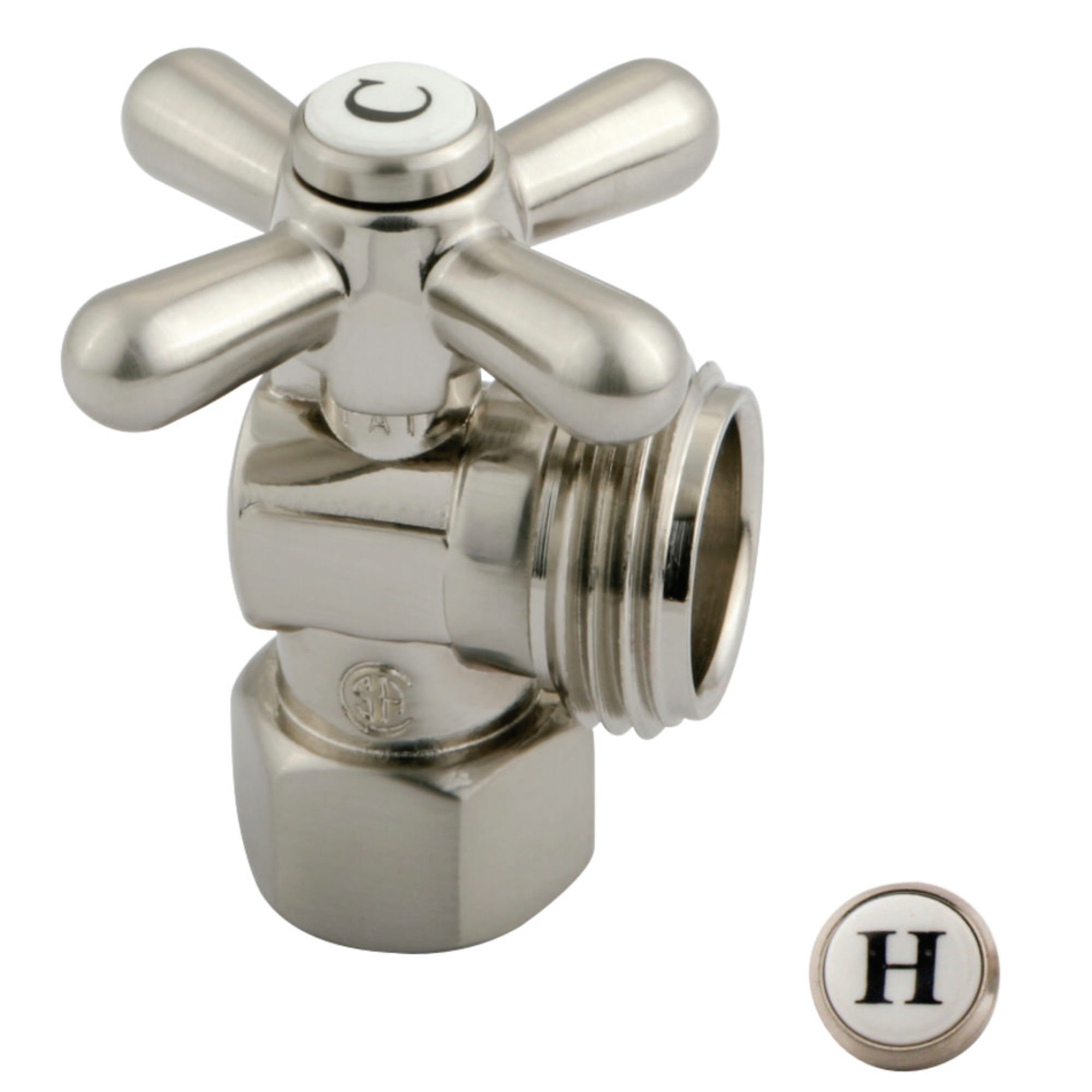 Kingston Brass Cc13008X 1/2'' Ips, 3/4'' Hose Thread Angle Shut-Off Valve, Brushed Nickel