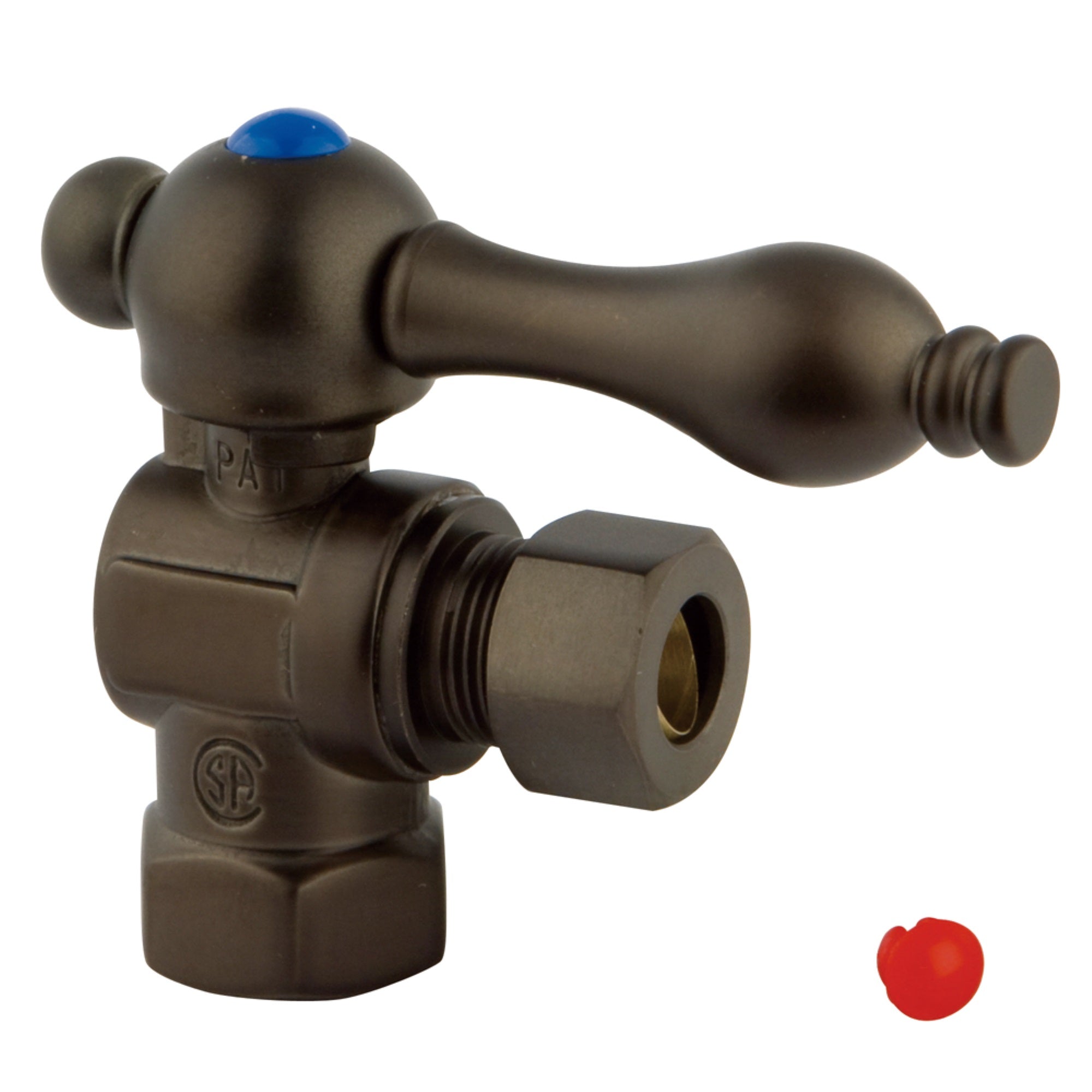 Kingston Brass Cc33105 3/8'' Ips, 3/8'' O.D. Compression Angle Shut-Off Valve, Oil Rubbed Bronze