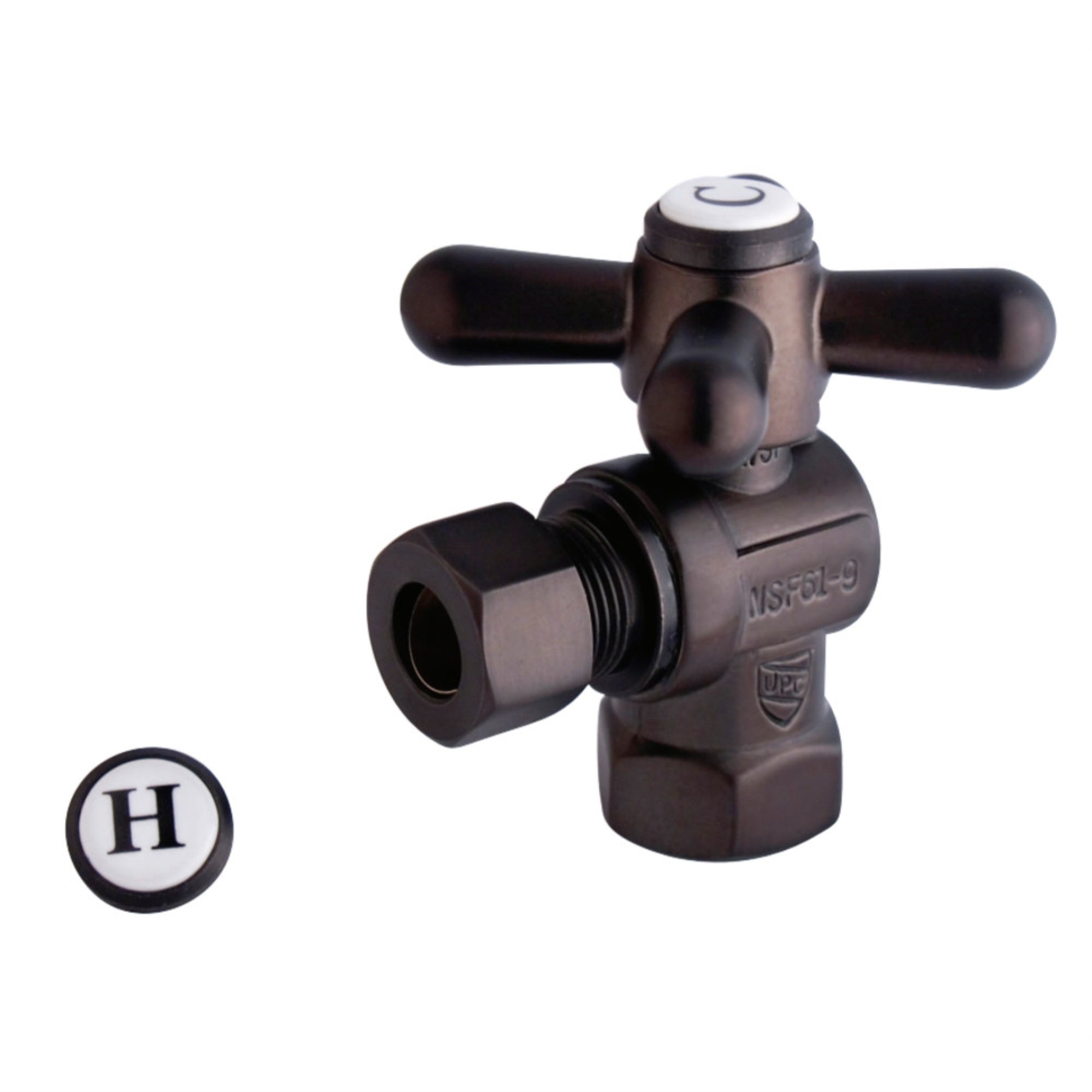 Kingston Brass Cc33105X 3/8'' Ips, 3/8'' O.D. Compression Angle Shut-Off Valve, Oil Rubbed Bronze