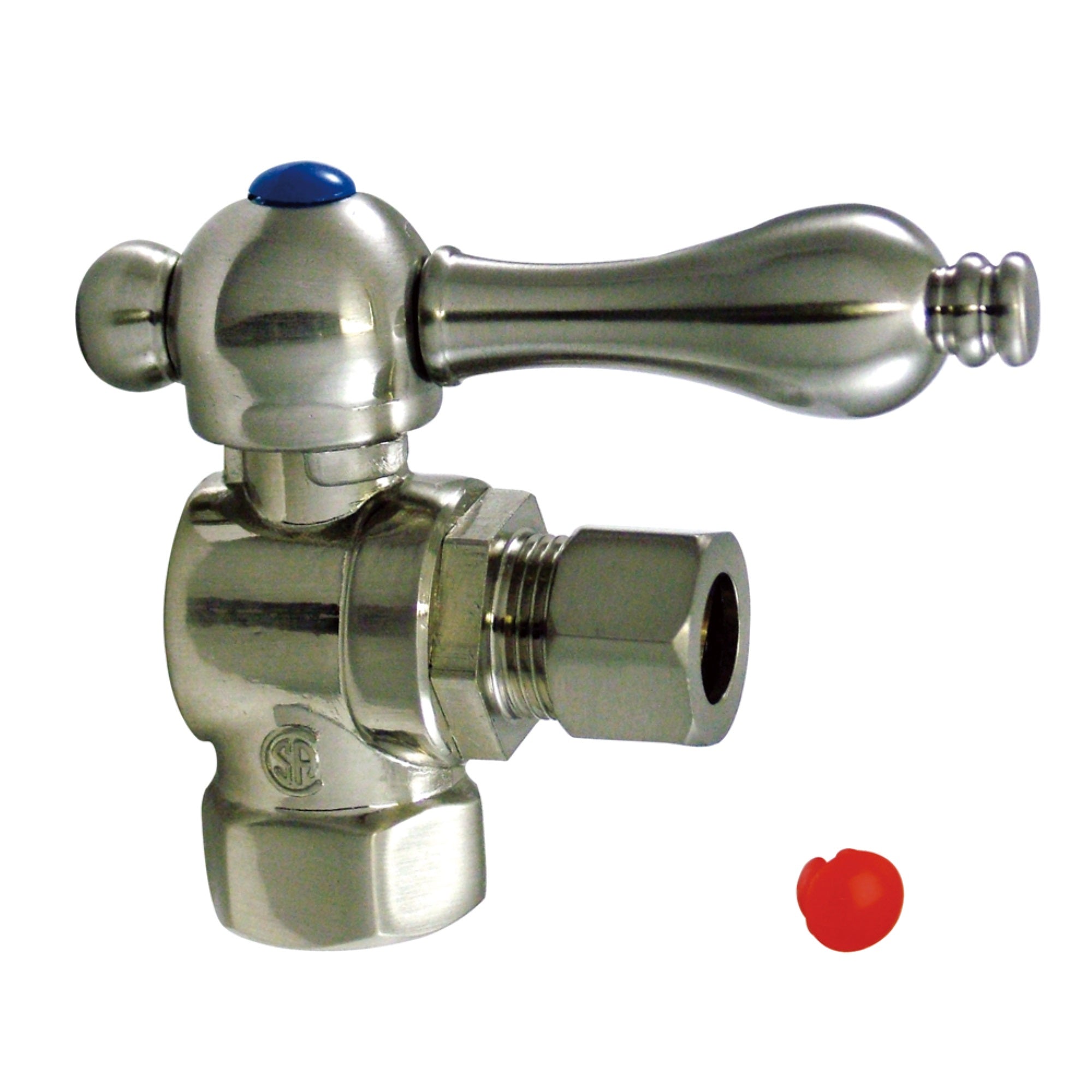 Kingston Brass Cc33108 3/8'' Ips, 3/8'' O.D. Compression Angle Shut-Off Valve, Brushed Nickel