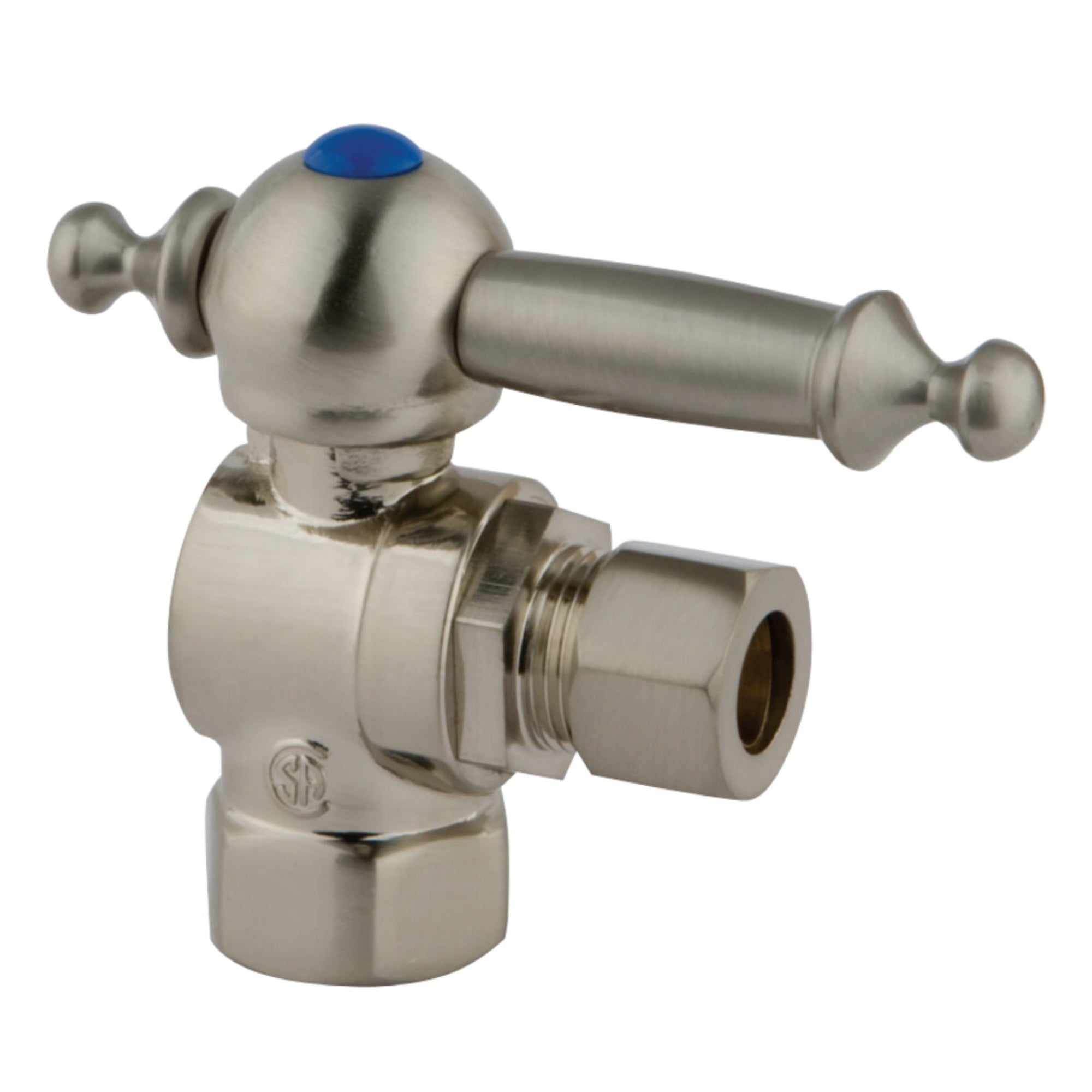 Kingston Brass Cc33108Tl 3/8'' Ips, 3/8'' O.D. Compression Angle Shut-Off Valve, Brushed Nickel