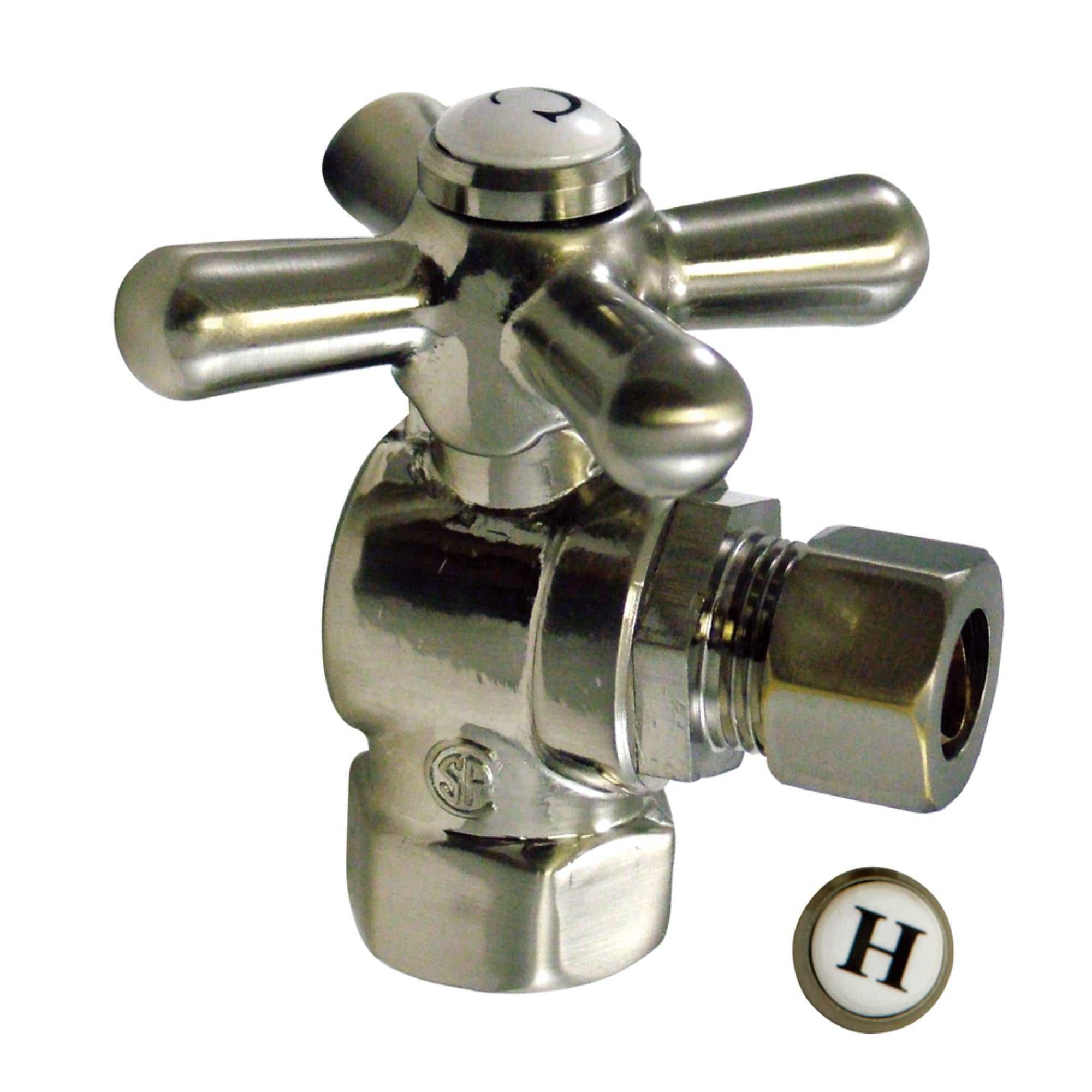 Kingston Brass Cc33108X 3/8'' Ips, 3/8'' O.D. Compression Angle Shut-Off Valve, Brushed Nickel