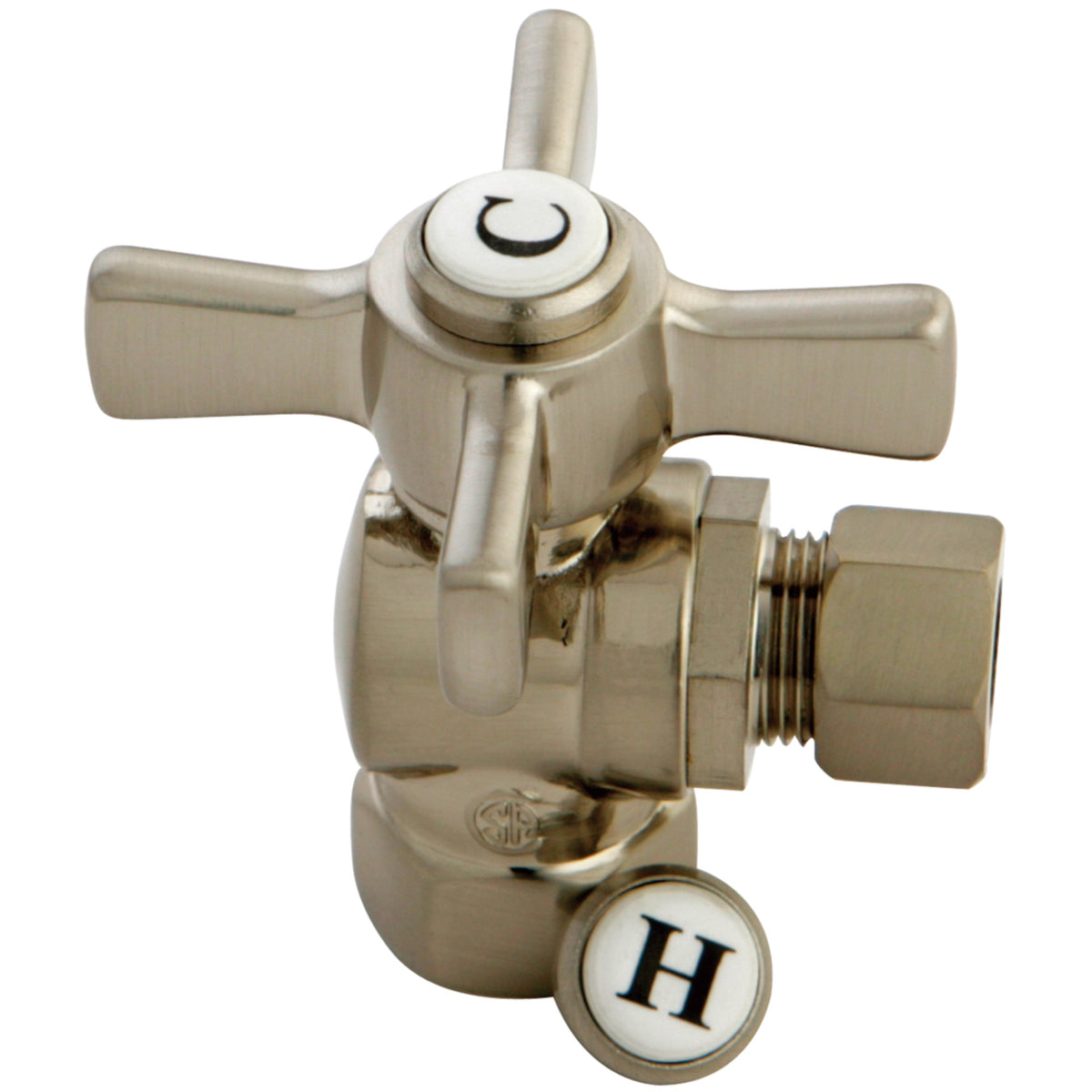 Kingston Brass Cc33108Zx 3/8'' Fip X 3/8'' Od Compression Angle Valve, Brushed Nickel