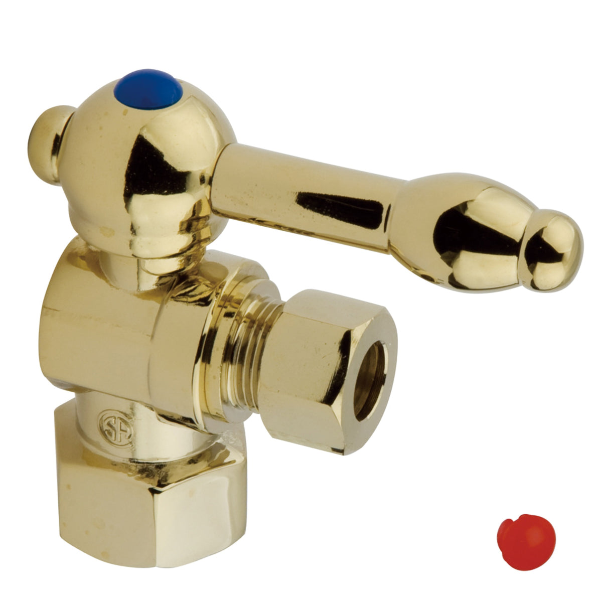 Kingston Brass Cc43102Kl 1/2 Ips, 3/8 O.D. Compression Angle Shut-Off Valve, Polished Brass
